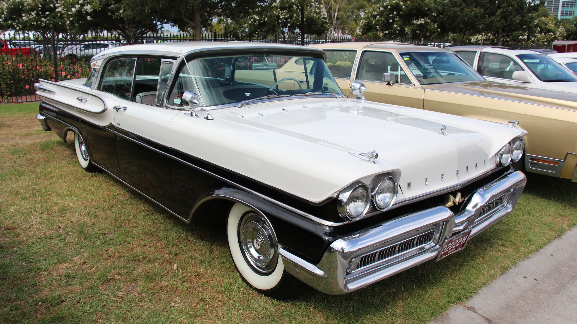 Tuxedo Black / Marble White. 
Edsel Ford introduced the Mercury in 1939 as a model to fill the gap between the basic Ford, and the luxury Lincoln.
The first Monterey was introduced in 1950 as a high-end 2 door coupe, in 1952 it became a separate series an