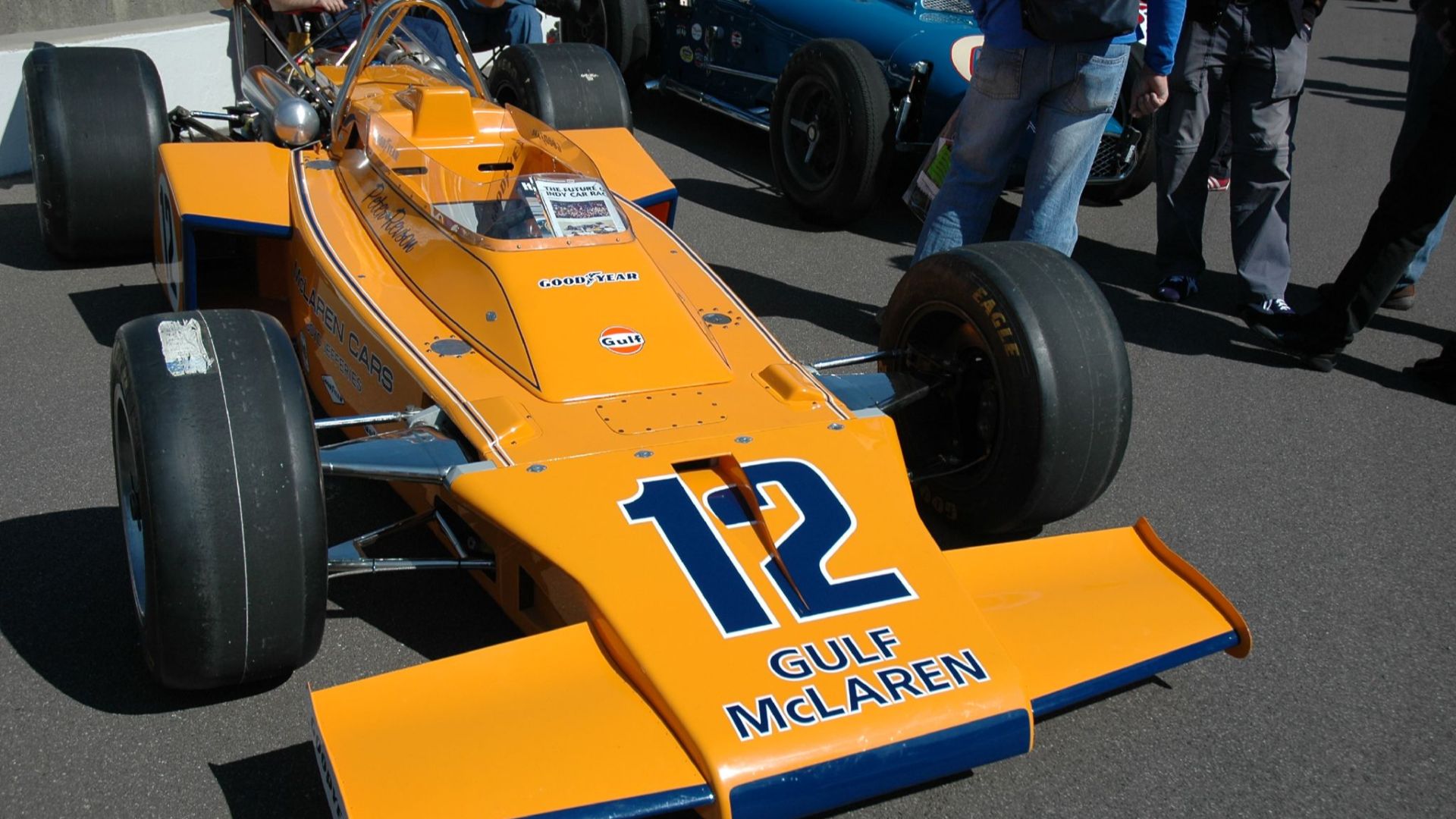 The McLaren-Offy driven by Peter Revson in the 1973 Indianapolis 500.