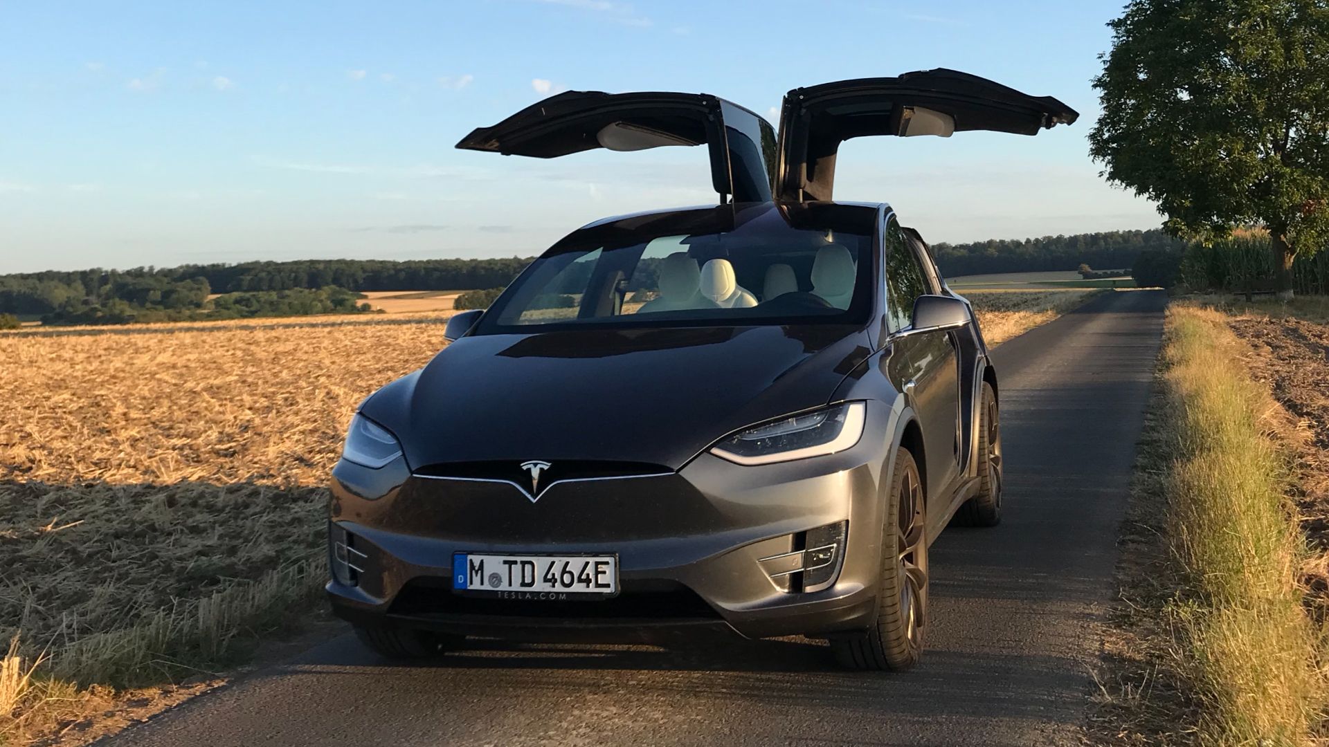Tesla Model X P100DL with open falcon wing doors