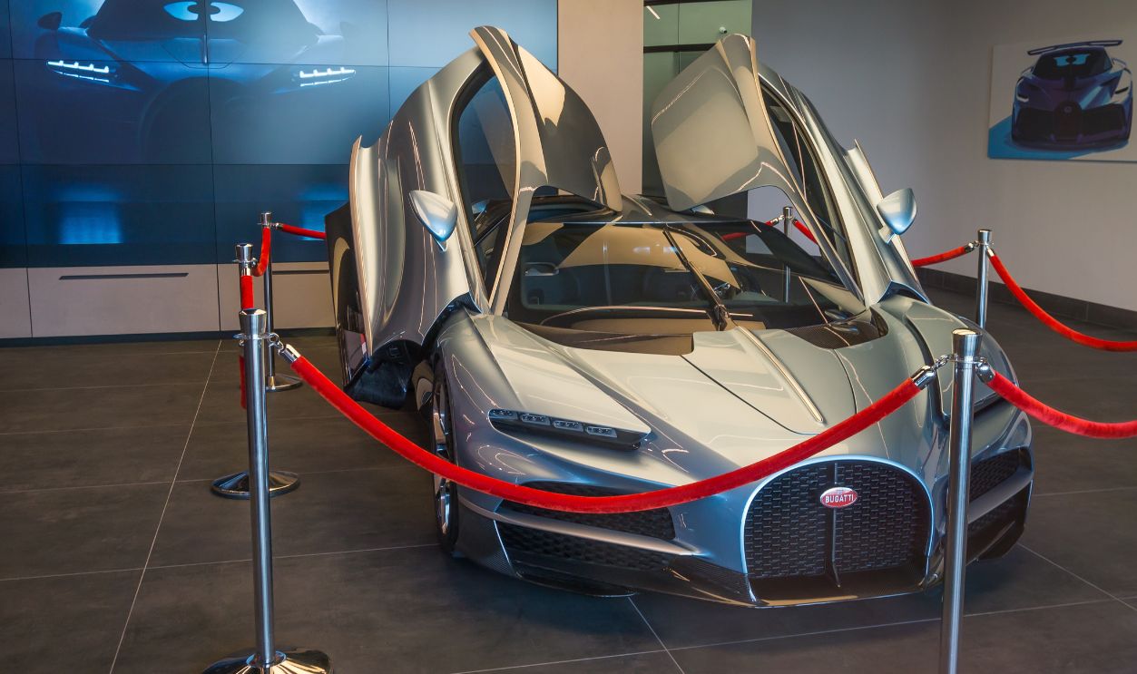 Washington, DC, USA, December 20, 2025: A new Bugatti Tourbillon is on display for prospective purchasers at Bugatti of Washington, DC.