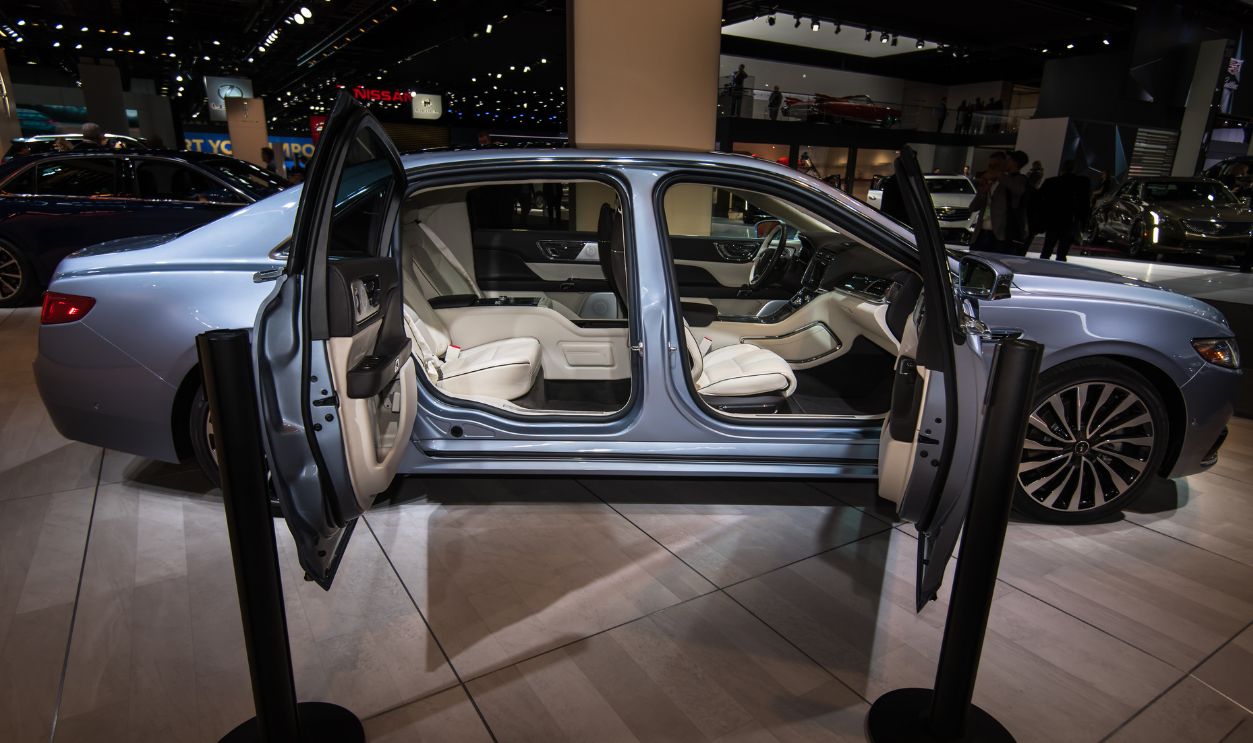 DETROIT, MI/USA - JANUARY 14, 2019: 80th Anniversary Lincoln Continental car, with center-opening doors, at the North American International Auto Show (NAIAS).