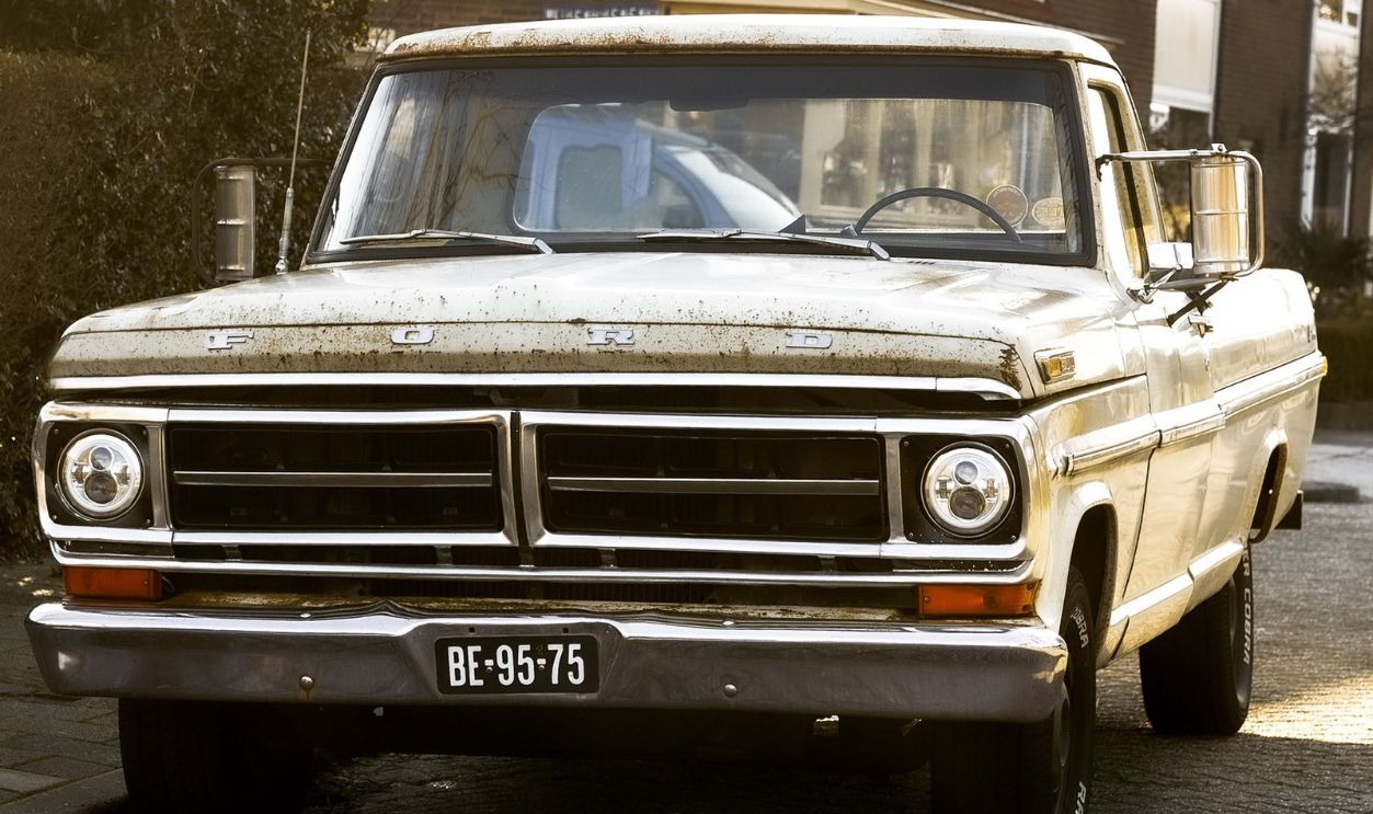 Classic vintage Ford pickup truck parked