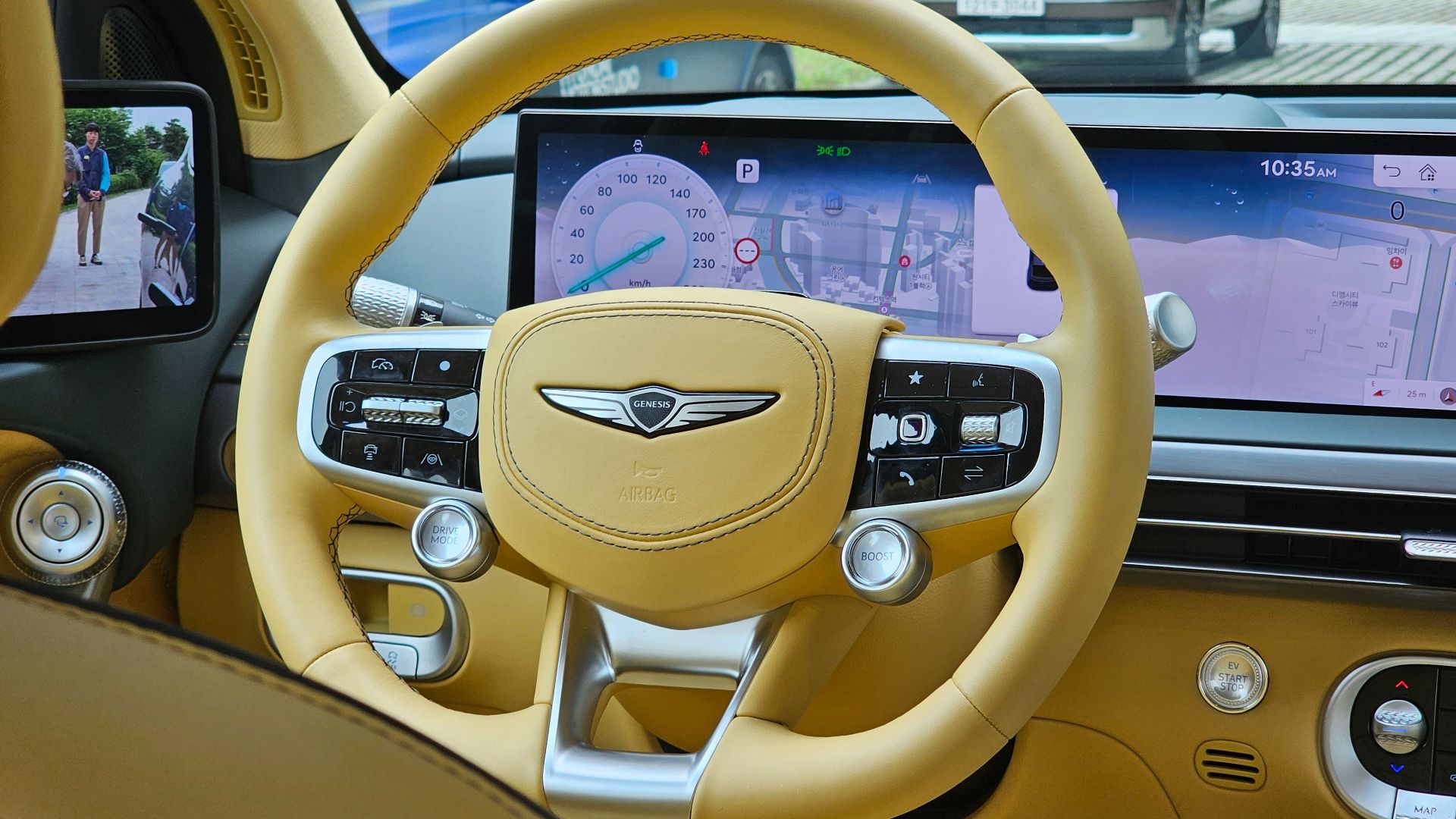 Genesis GV60 JW1 PE Signature Design Selection II Pine Grove Green Gold Coast Yellow Two-tone Interior at Hyundai Motorstudio Goyang.