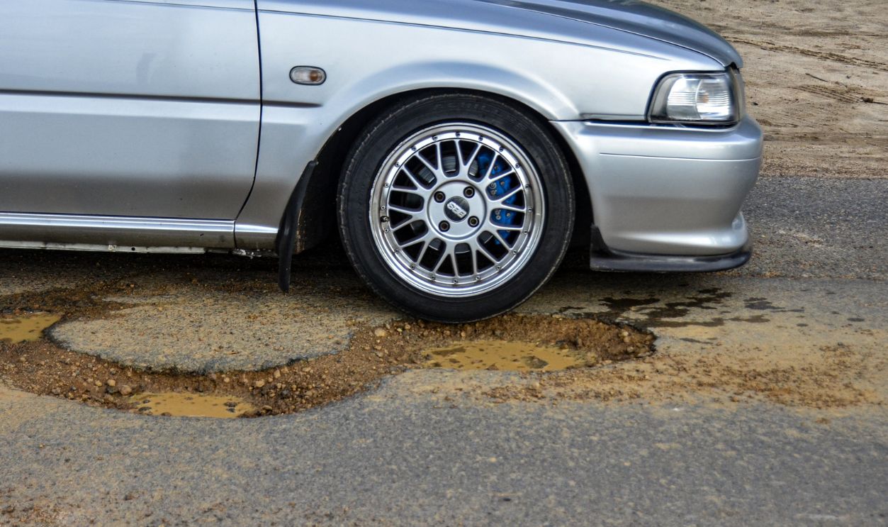A car drive through a pothole - Limpopo