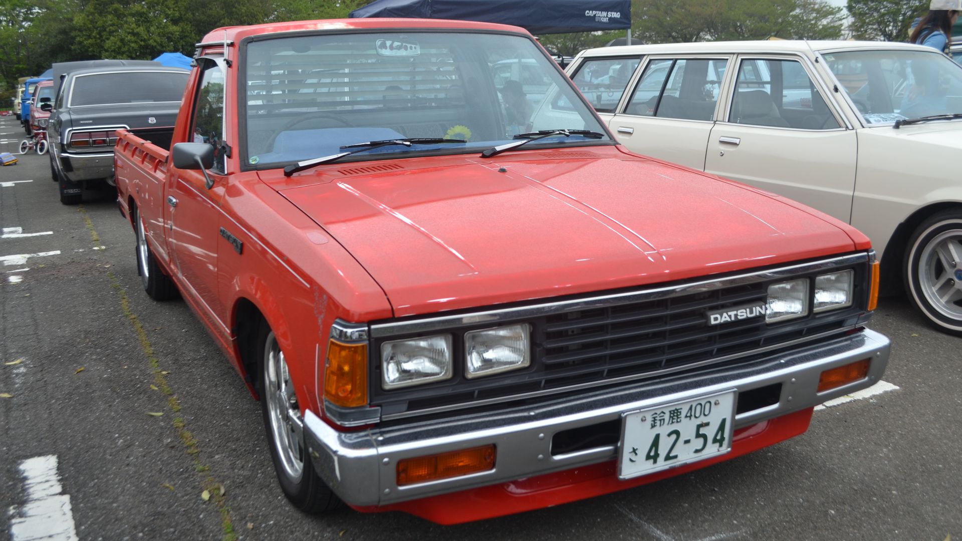c/n unknown. This is 2-door pickup truck, Long Body Gasoline DX(later) version. On display at 18th Just My Taste Meeting, Miyadai, Tarui, Fuwa, Gifu. 21st April 2024
