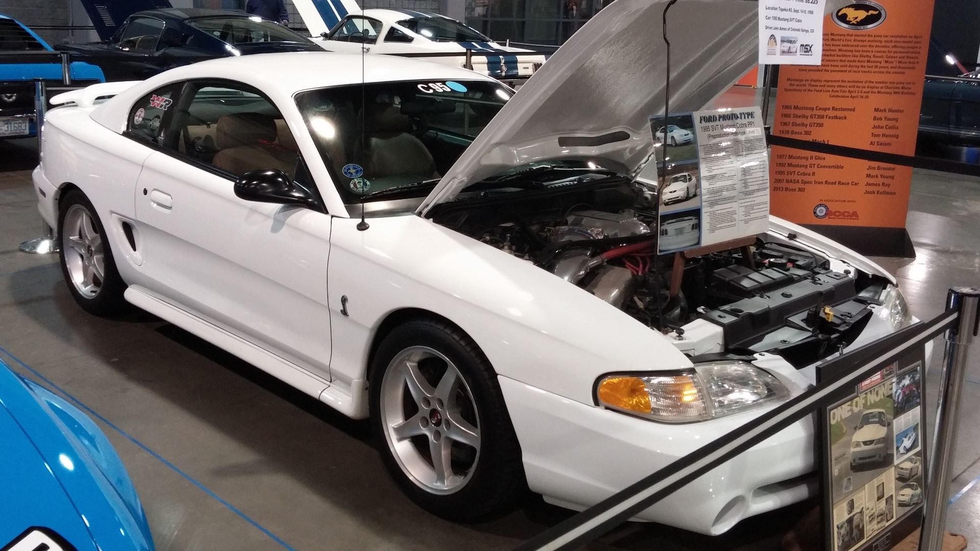 Thanks to the Carolina Regional Mustang Club for bringing in a stable of ponies to help celebrate the 50 year anniversary of this iconic American automobile.  Cars included a 1965 Mustang Coupe,  a 1966 Shelby GT350, a 1968 Shelby GT500KR, a 1970 Boss 302