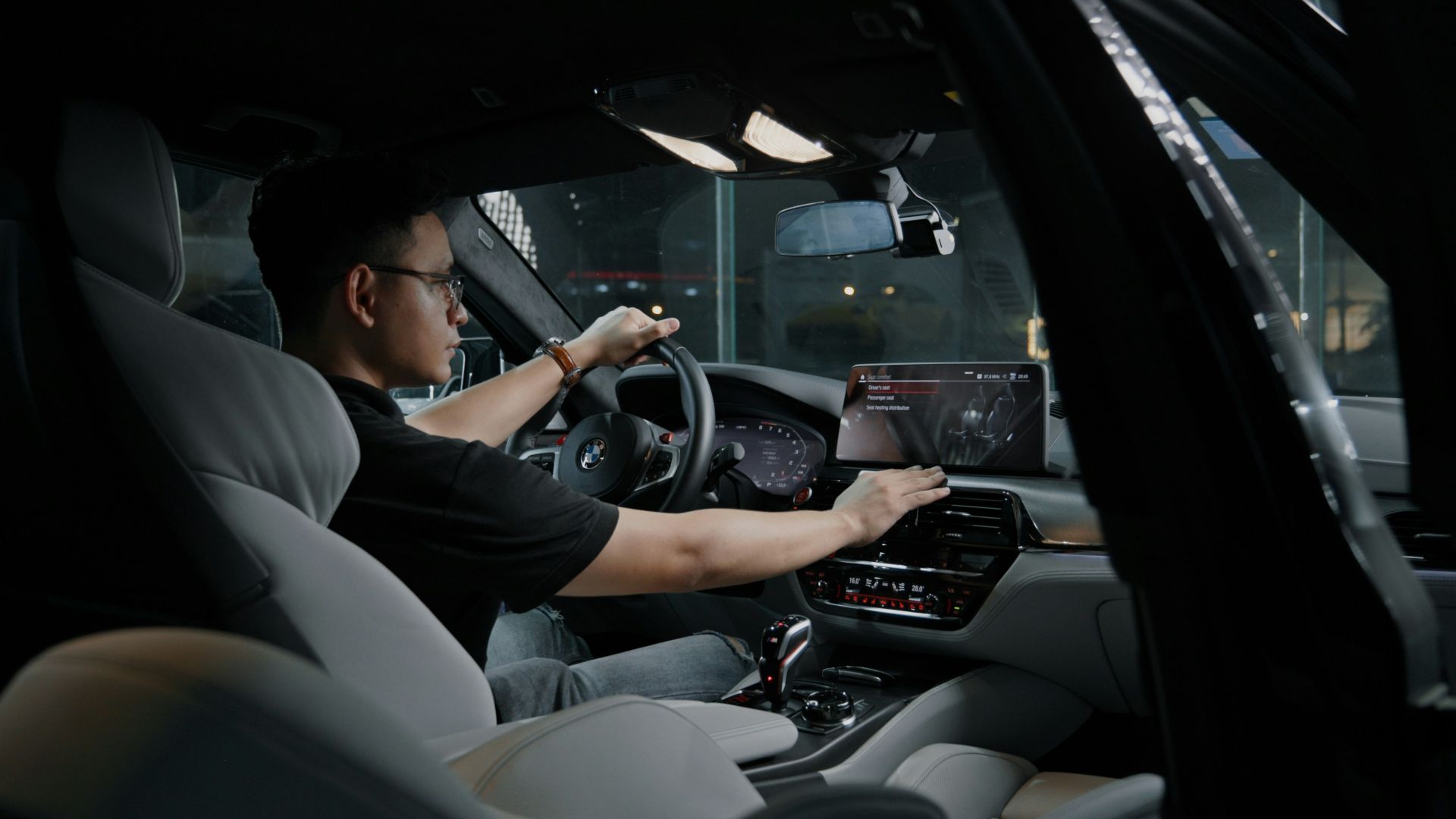 a person driving a car