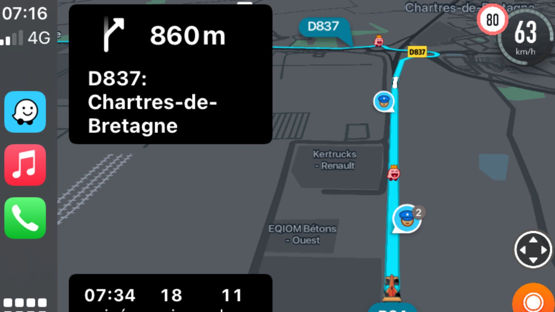 Utilisation de Waze via Apple CarPlay