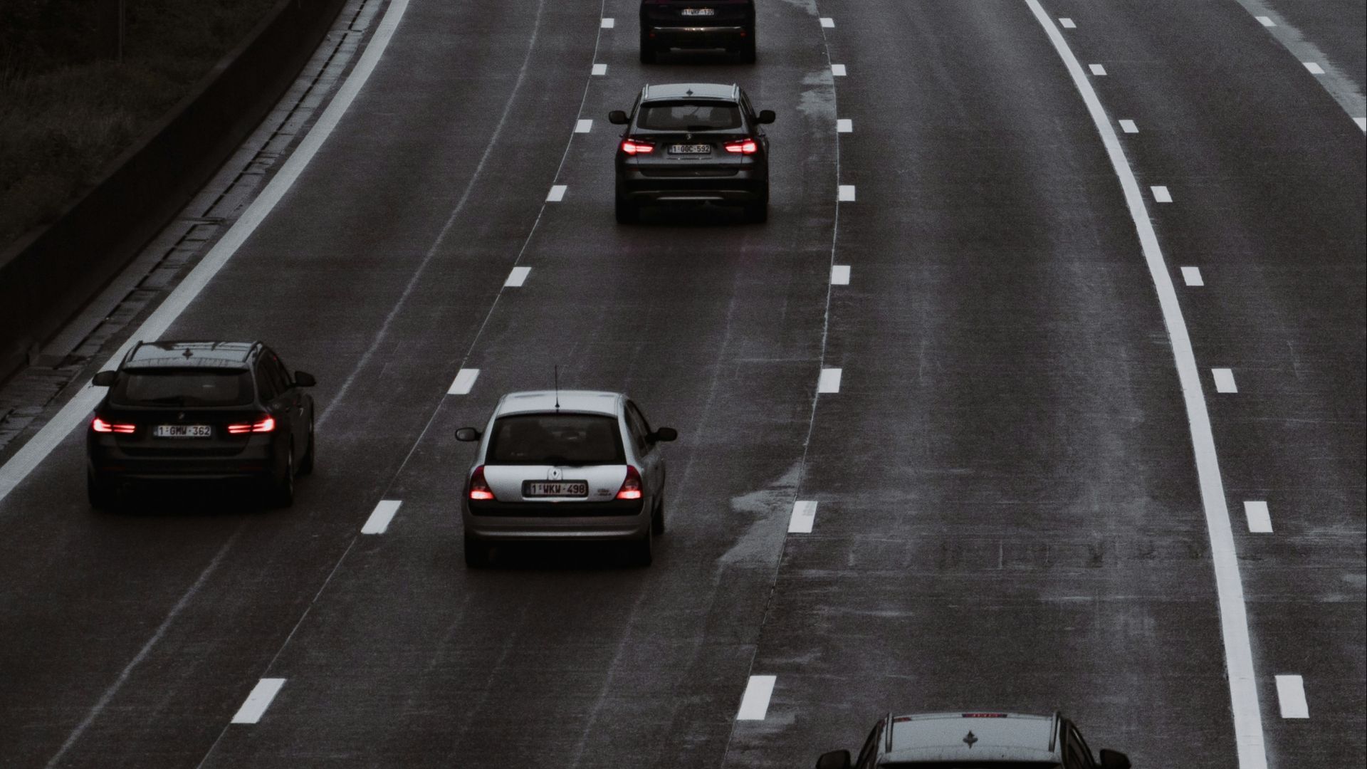 black car on the road