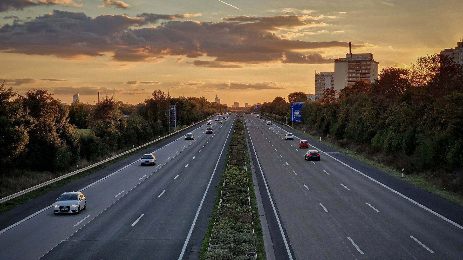 a highway with cars on it