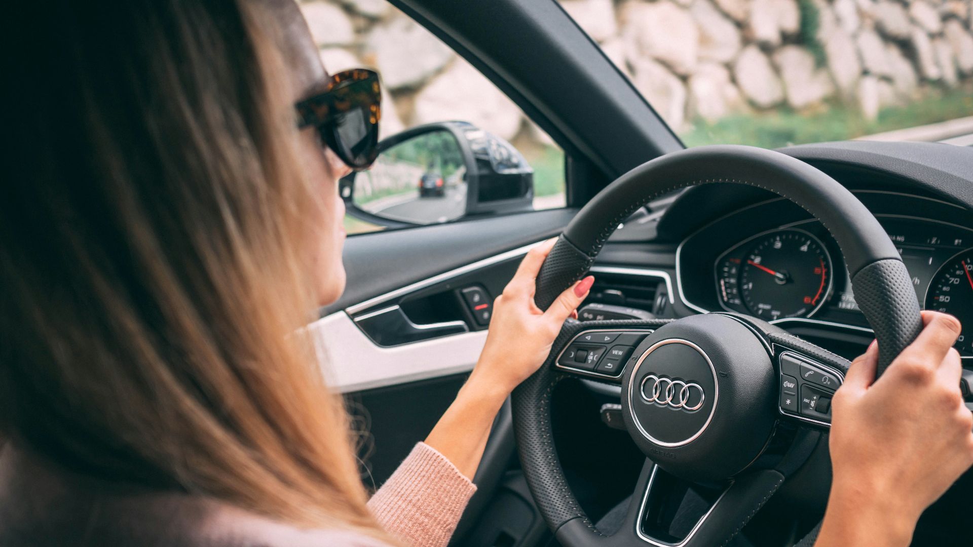 woman driving car