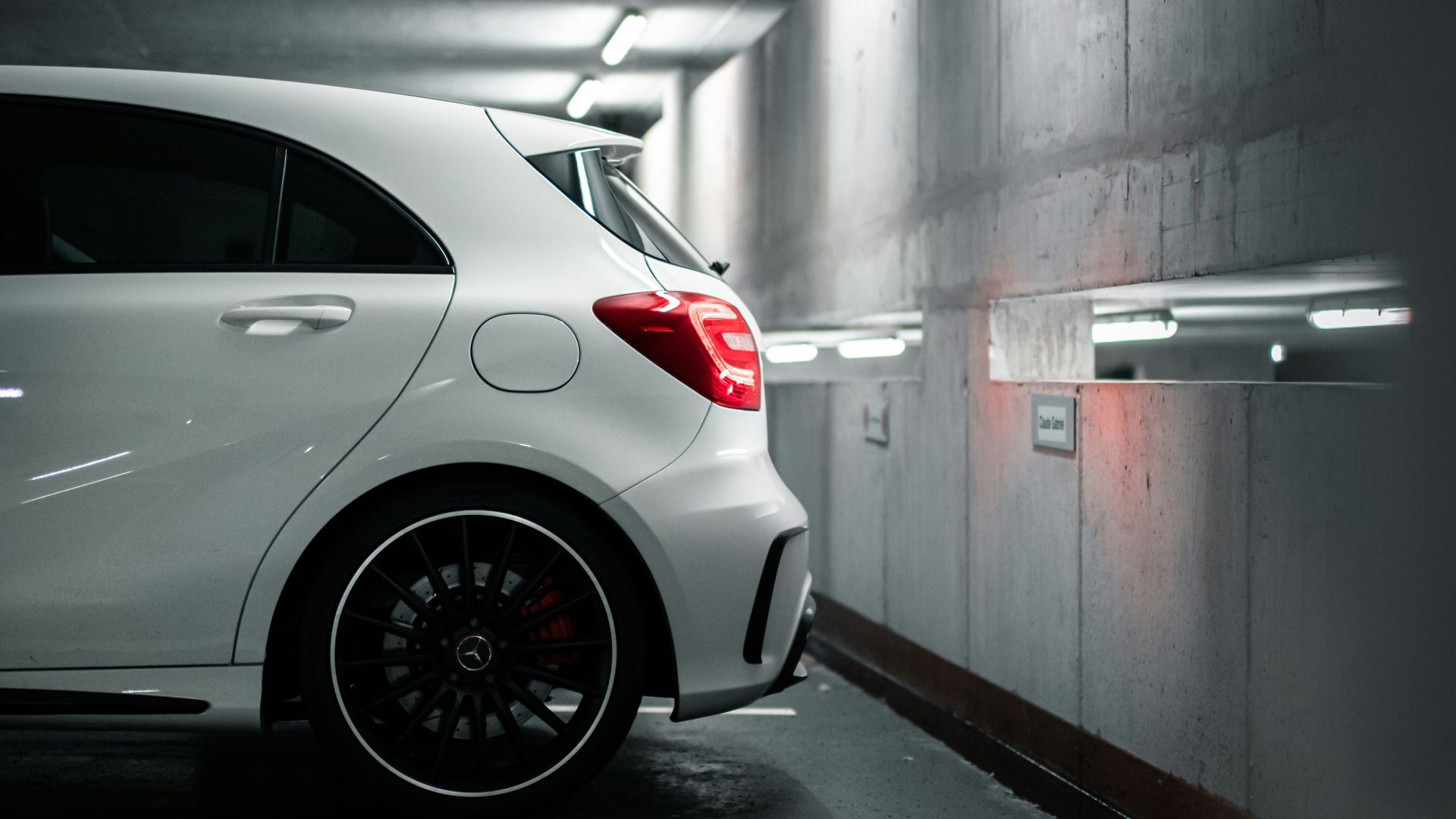 white car in a tunnel
