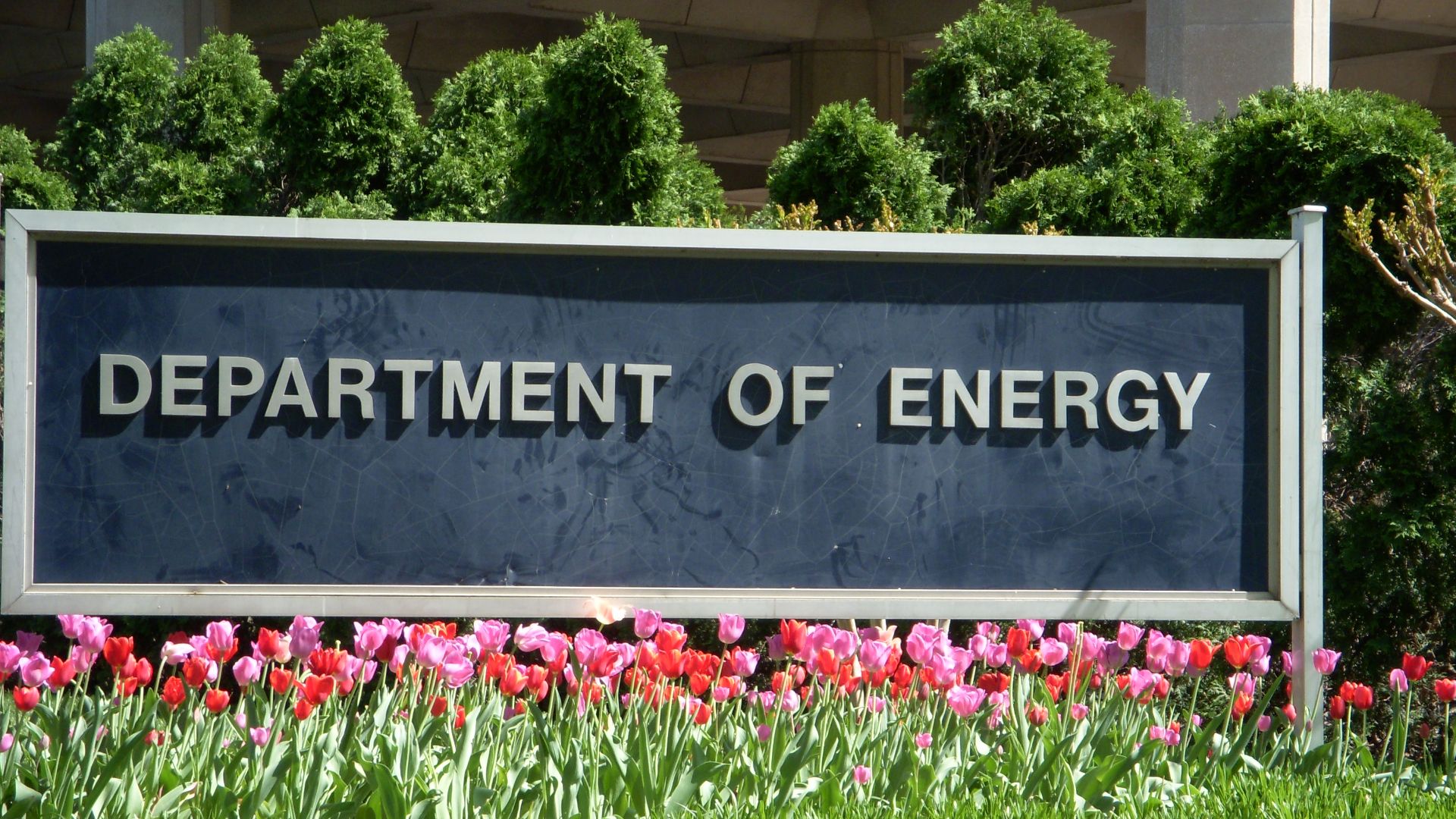 Sign at the James V. Forrestal Building — for the headquarters of the United States Department of Energy (DOE), in Southwest Washington, D.C.