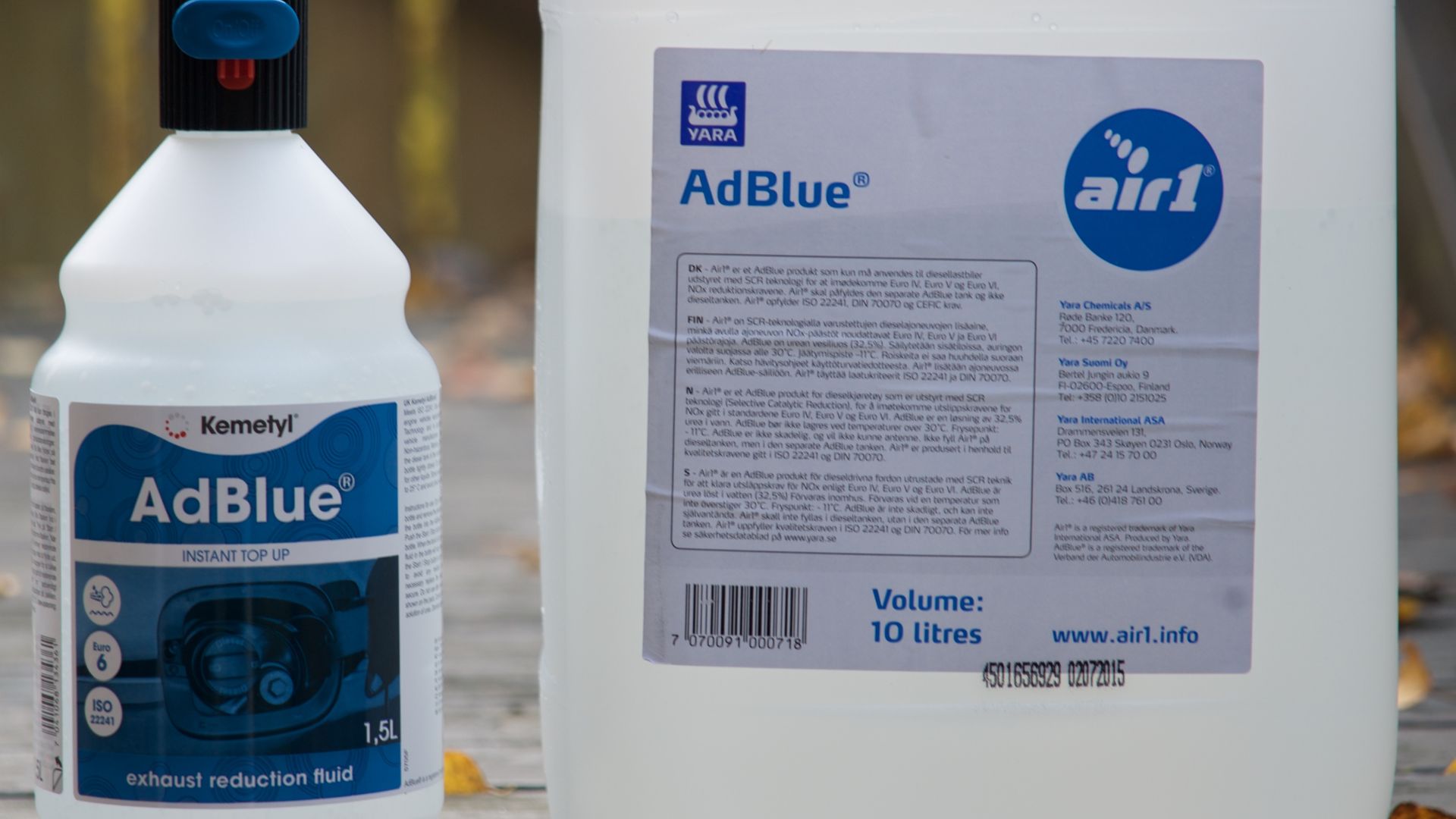 AdBlue, in 1.5 and 10 liter containers.