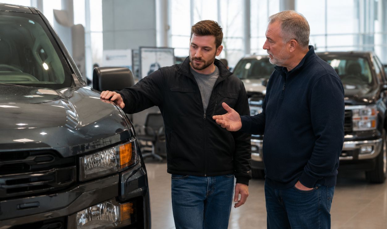 Inspecting the truck at the dealership