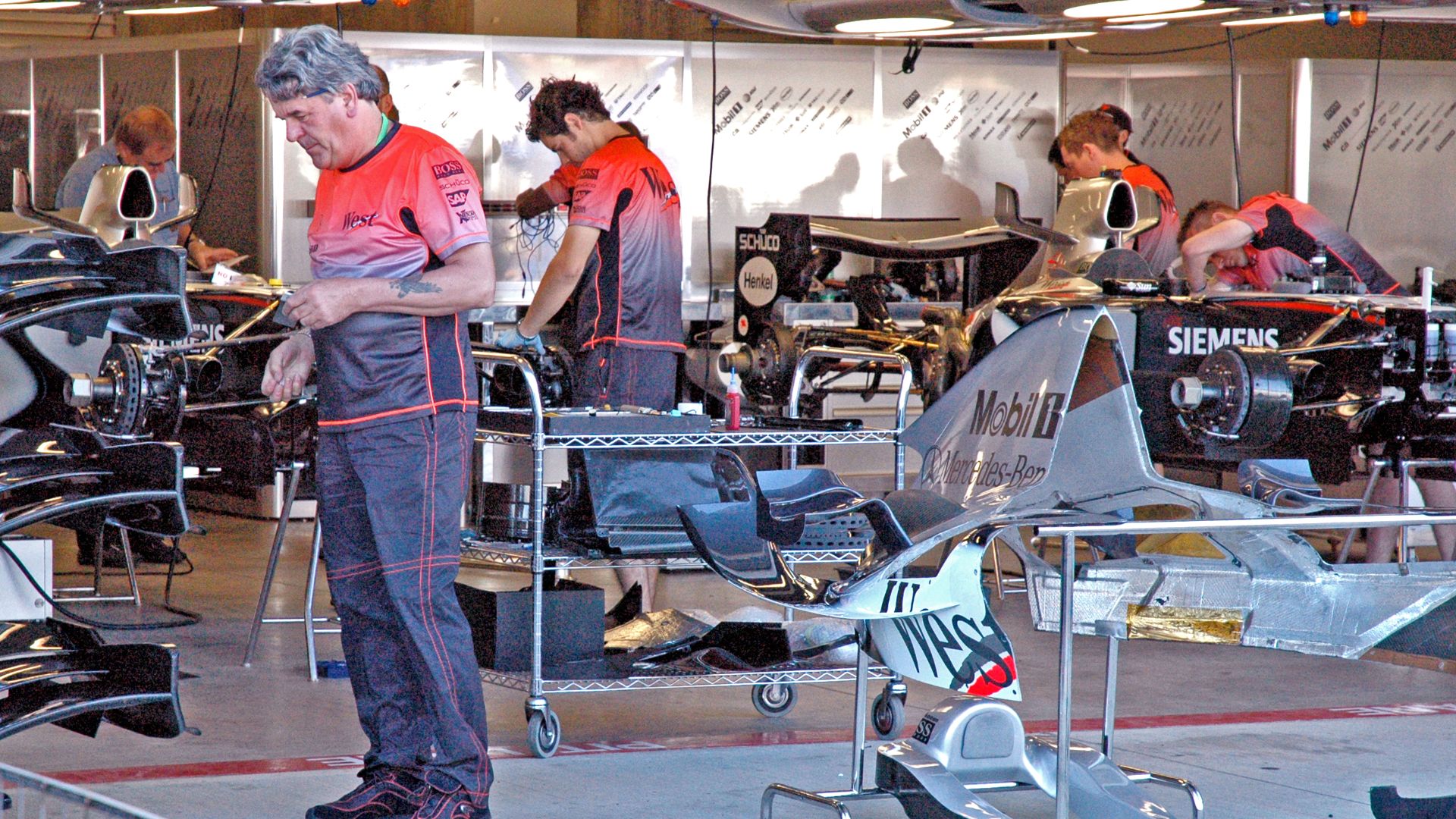 The McLaren garages at the 2005 United States Grand Prix