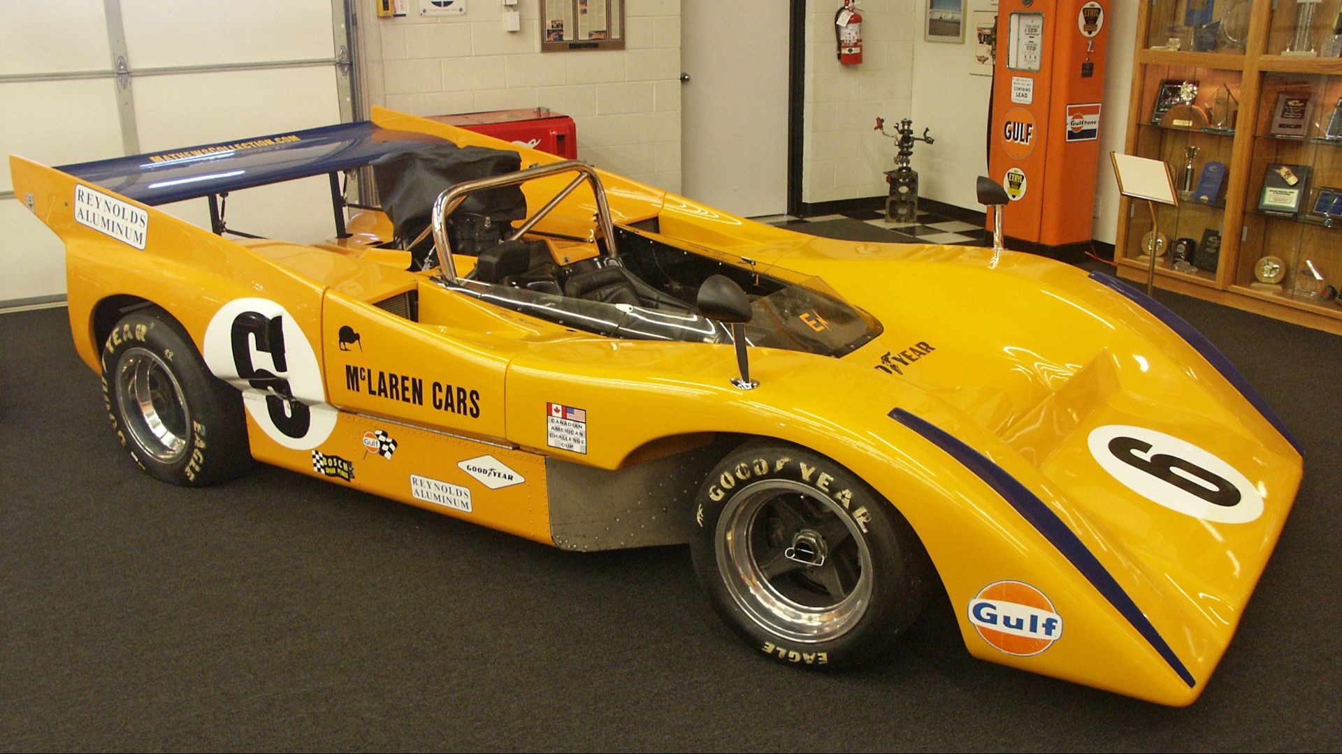 McLaren M8D Can-Am racing car at Mathews Collection, Arvada, Colo., USA.