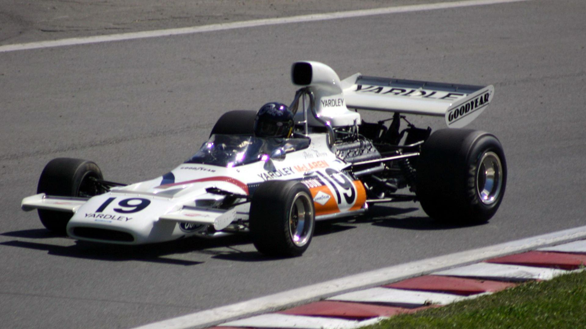 The McLaren M19C (Peter Revson) on a demonstration run during the 2004 Canadian Grand Prix