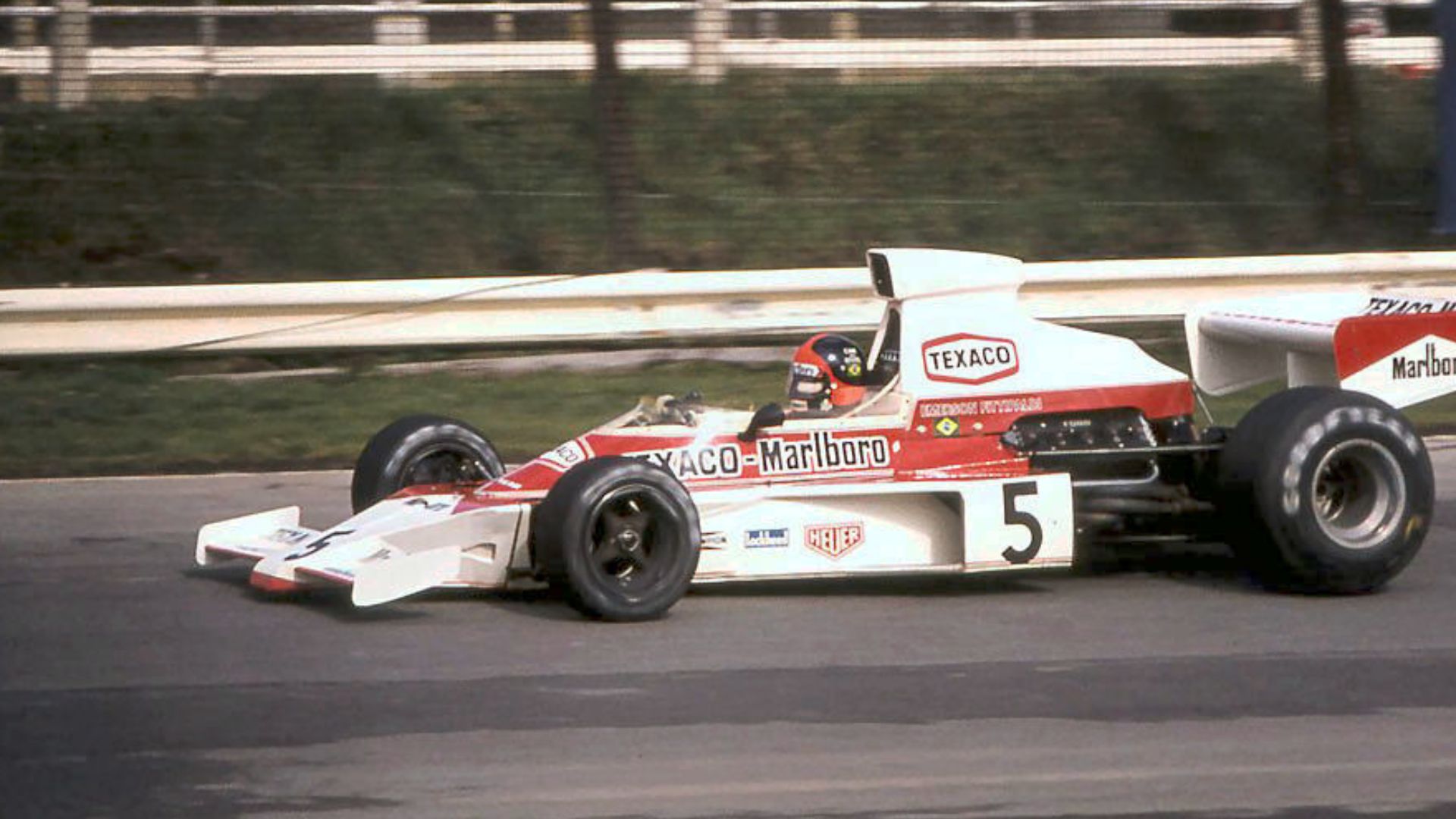 Emerson Fittipaldi, Marlboro Team Texaco (McLaren) McLaren M23 at British GP Race of Champions *The chassis seemed to be an earlier model of the 1974 M23B (look its engine cover)