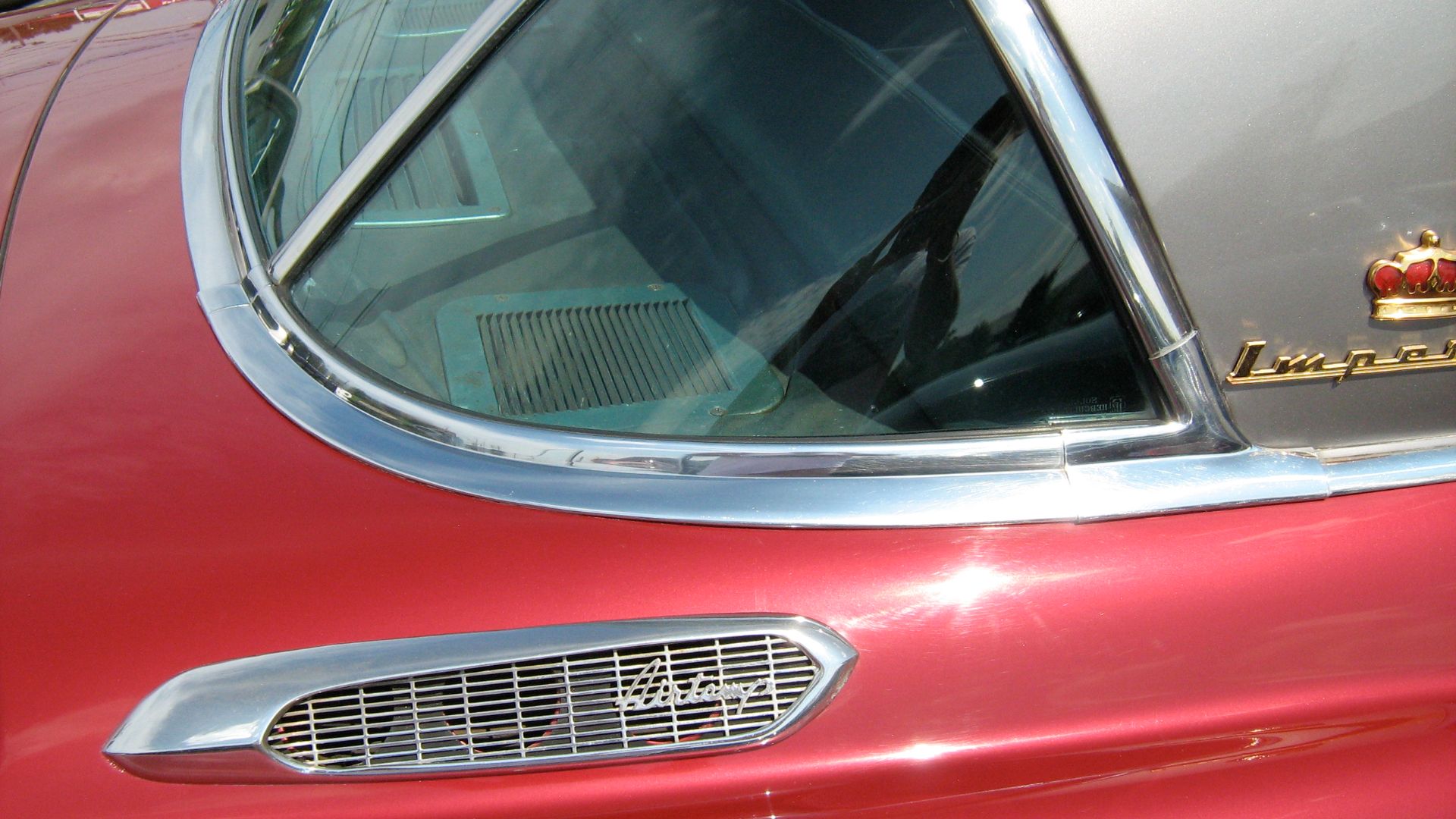 1953 Chrysler Imperial - detail of the air vents for the factory air conditioning system mounted in the trunk of this car.