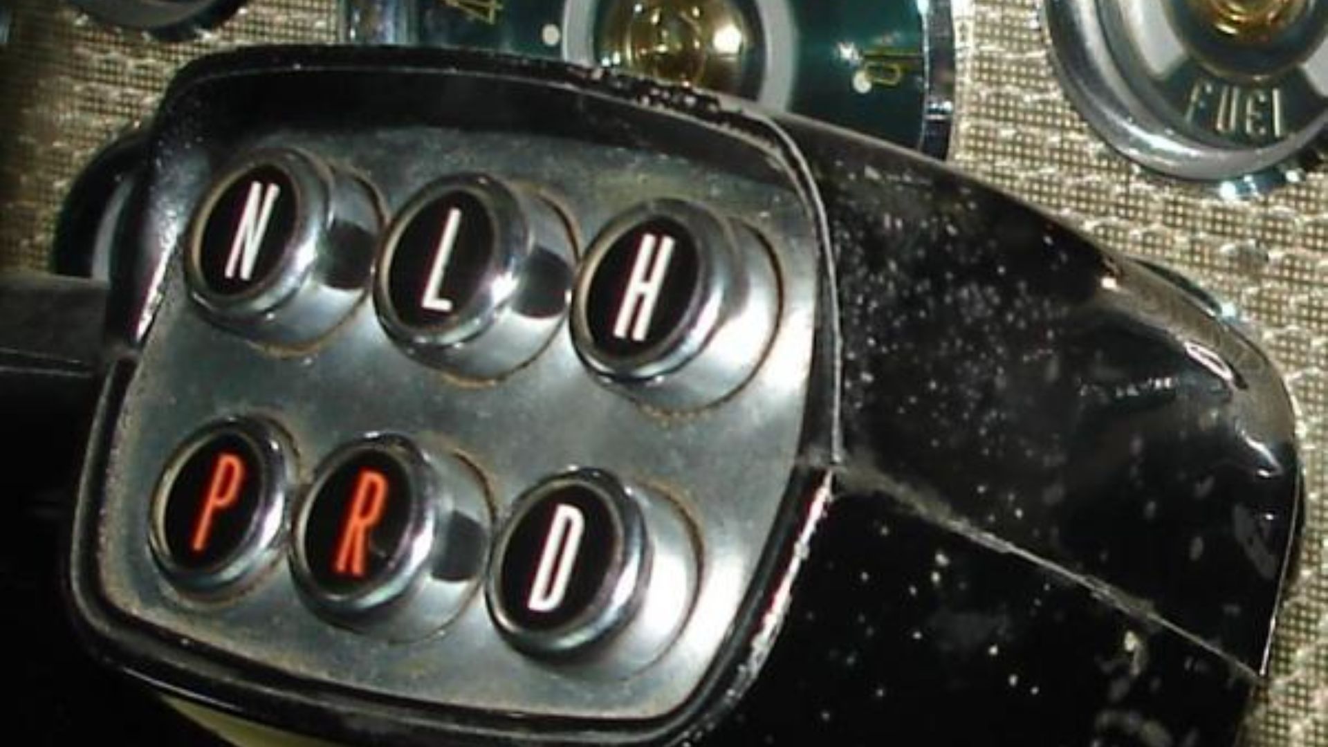 Electric Push button selector for Twin Ultramatic transmission as used in some 1956 Packards. It was stock standard equipment for Caribbean, and a $52.00 option for all other Packards and Clippers.