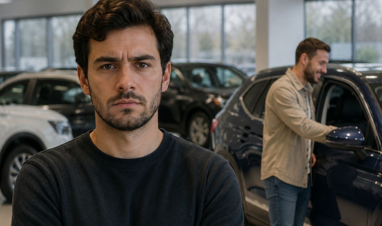 man in showroom