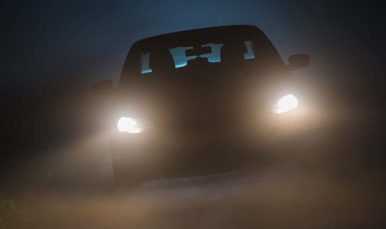 Fog on the Road. Extreme Driving Conditions. Foggy Road Ahead.