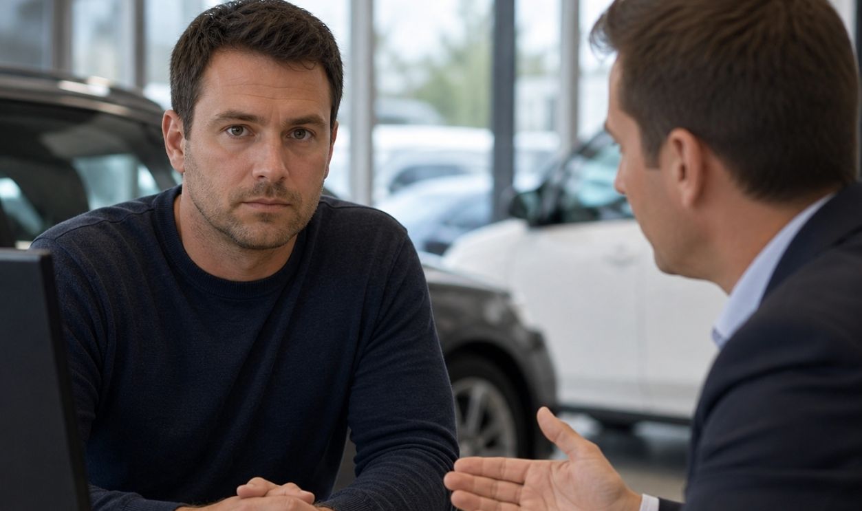 man talking to dealer
