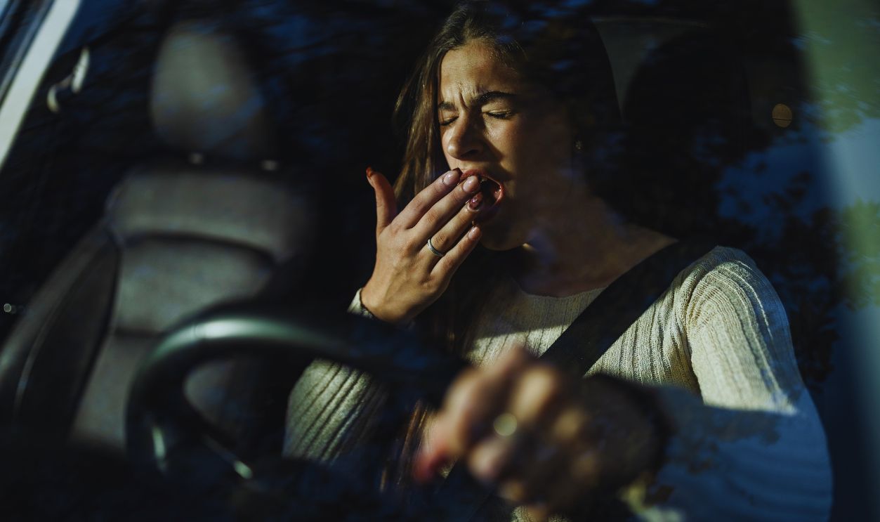 woman driver sleepy