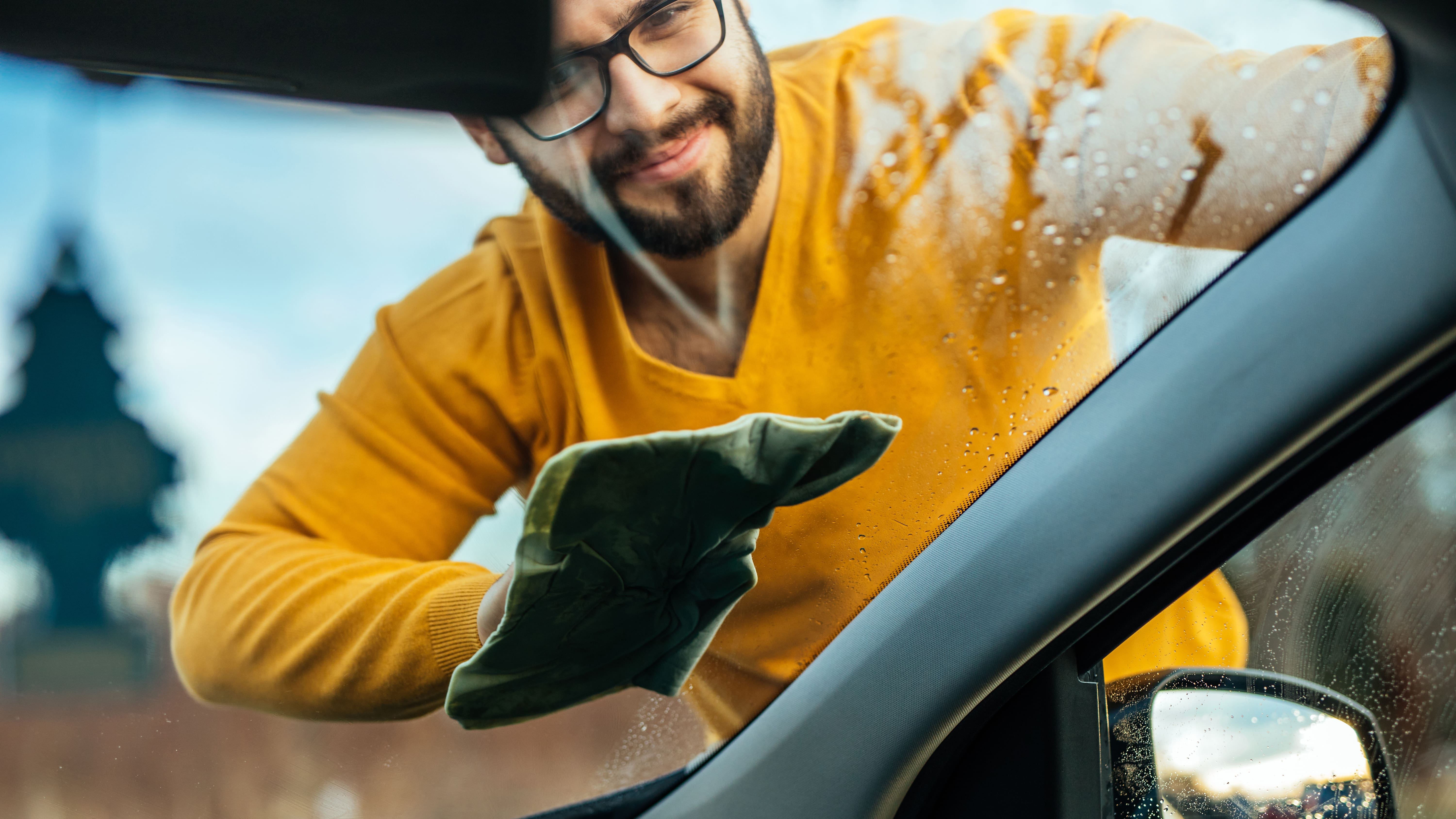 Cleaning Car Windshield