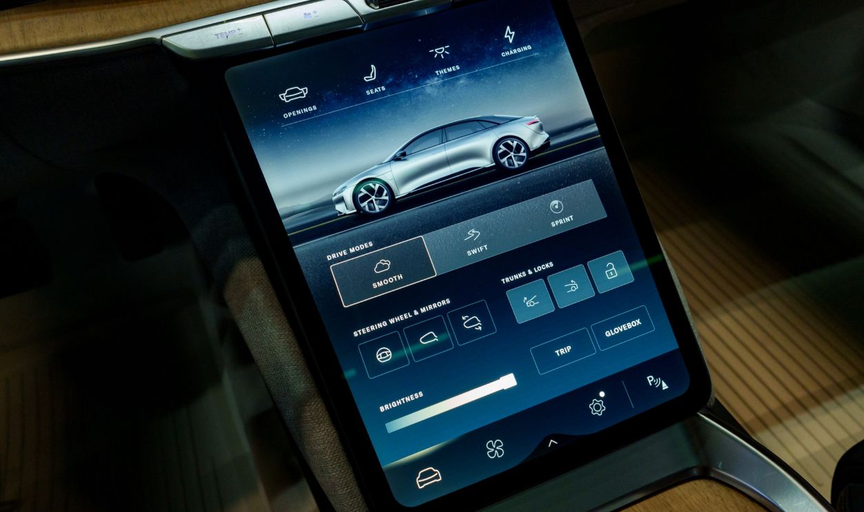 Phoenix, AZ, USA October 22, 2024 Lucid Air Touring showing the center screen