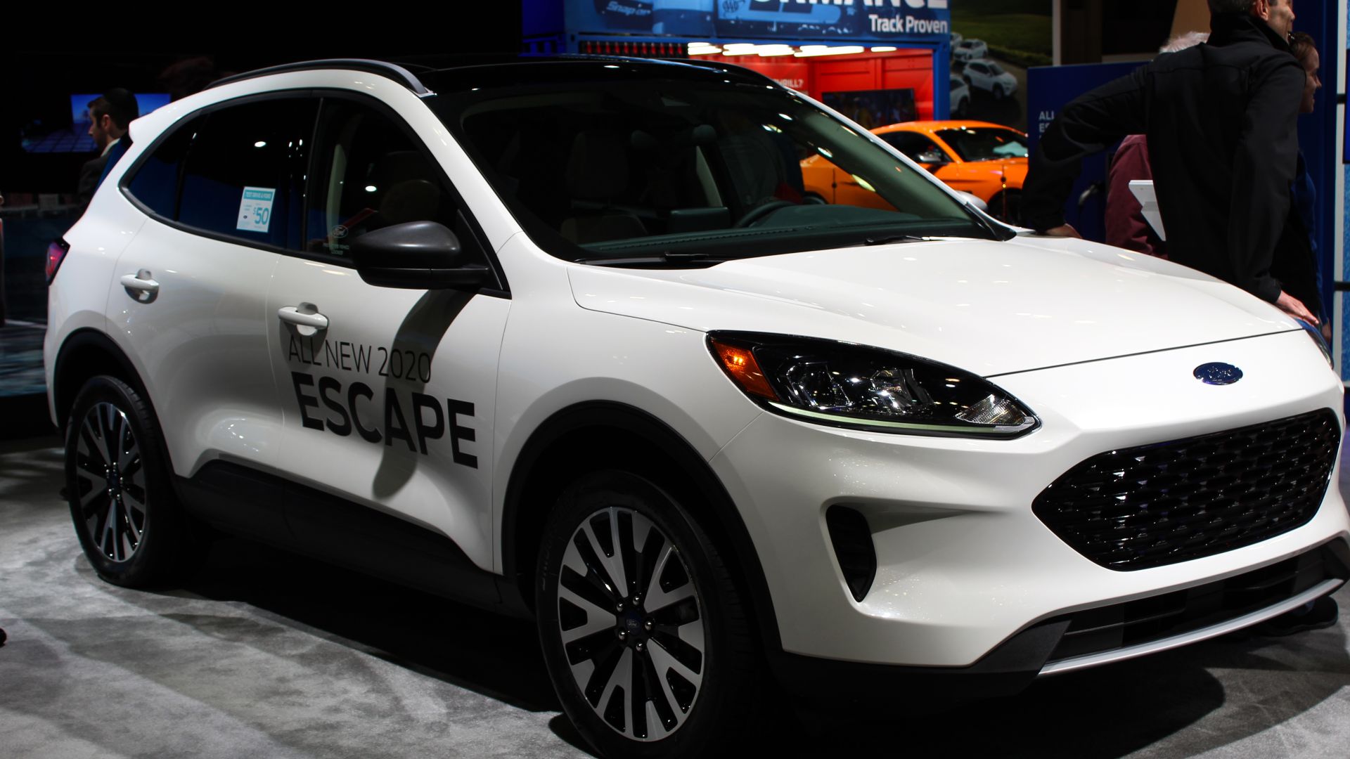 A 2020 Ford Escape Hybrid photographed during the 2019 New York International Auto Show, in Hudson Yards, Manhattan, NYC