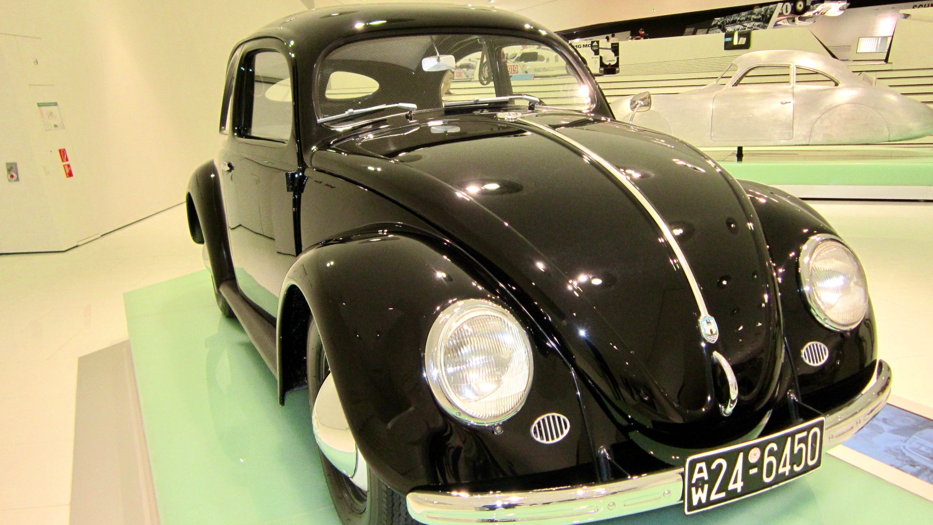 1950 Volkswagen Typ 1 (Käfer/Beetle) at Stuttgart Porsche Museum, Baden-Württemberg, Germany.