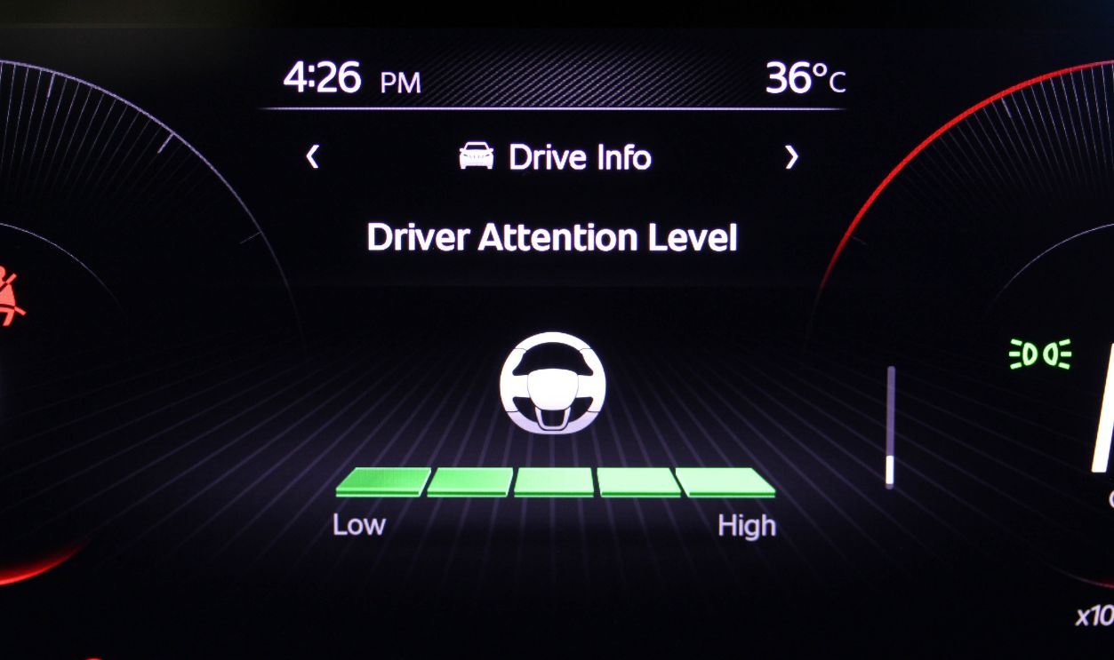 Driver Attention Level display in a modern vehicle gauge cluster