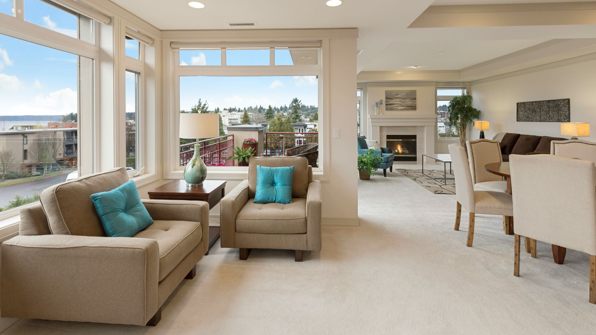 beige couch and armchair