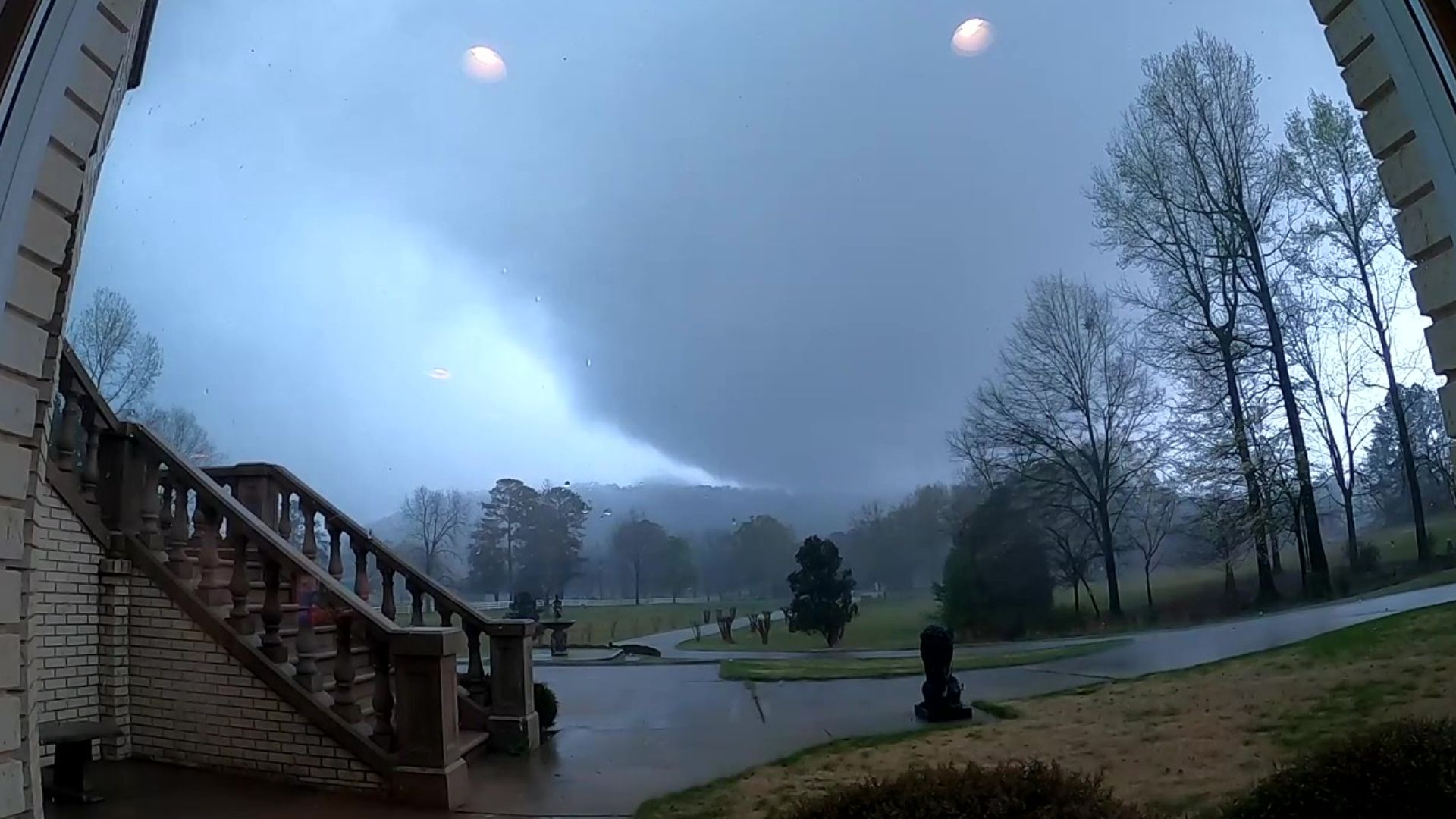 A large tornado near Pelham, Alabama on March 25, 2021 as seen by a doorbell camera