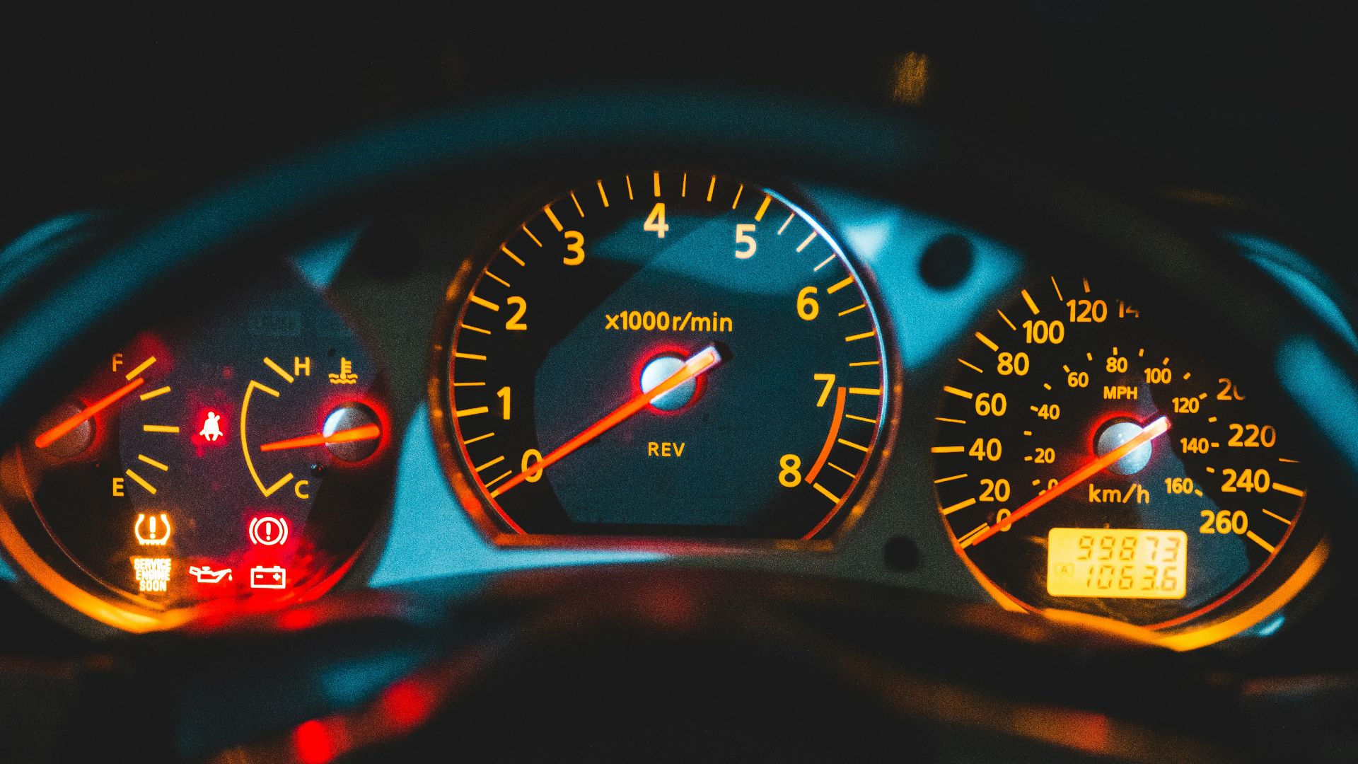 black car instrument panel cluster
