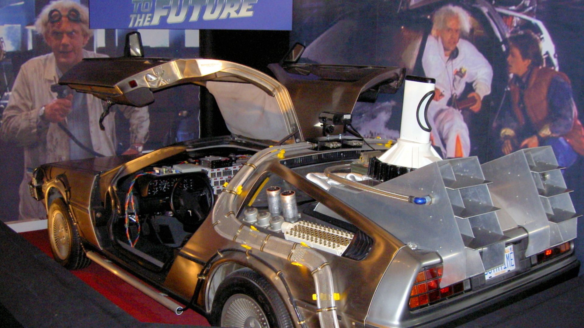DeLorean time machine at the Historic Auto Attractions museum in Roscoe, Illinois.