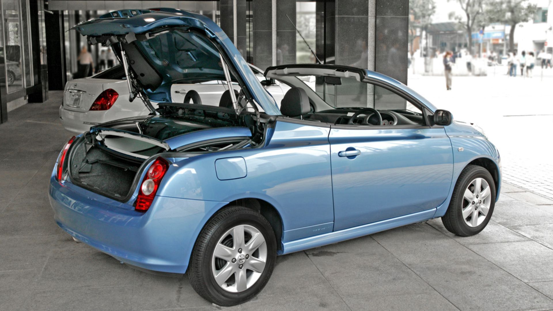 Nissan Micra CC folded roof and boot