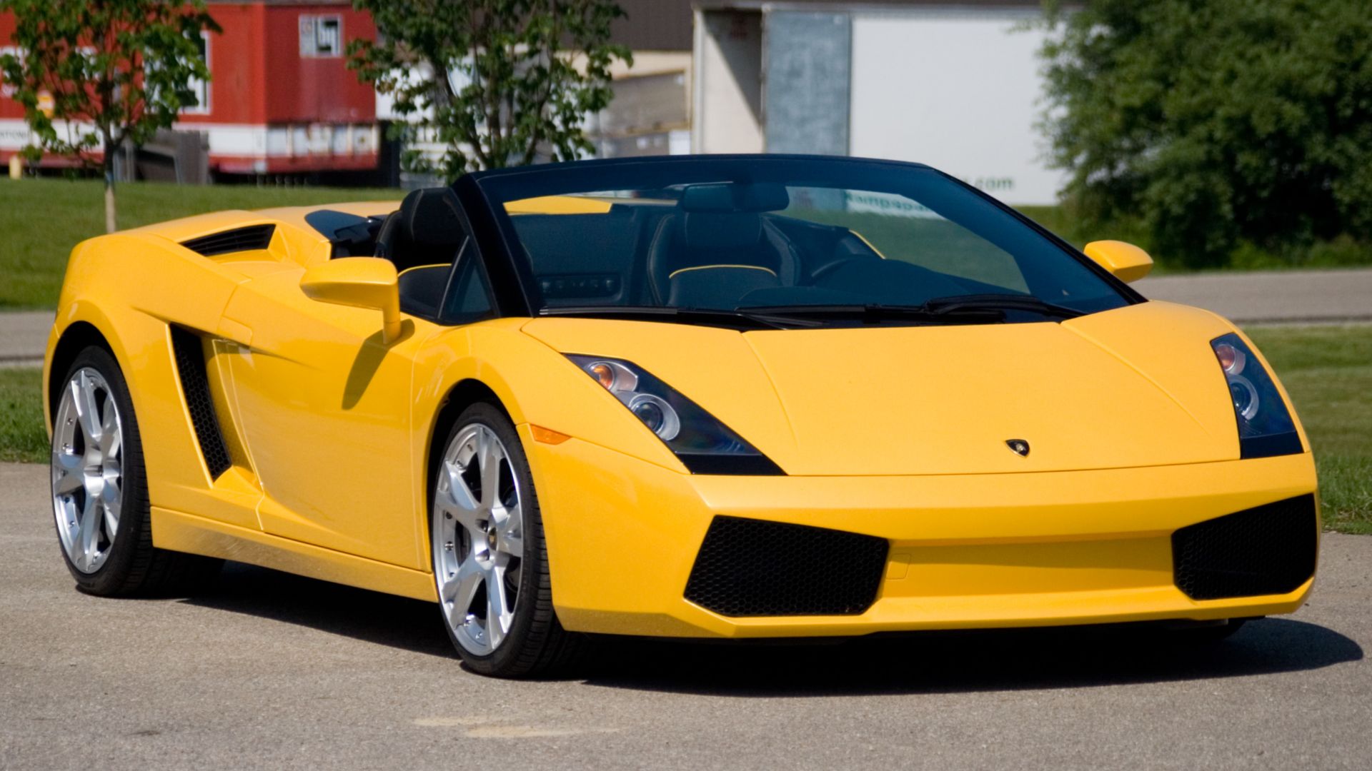 The 2006 Lamborghini Gallardo Spyder with a black soft top convertible.