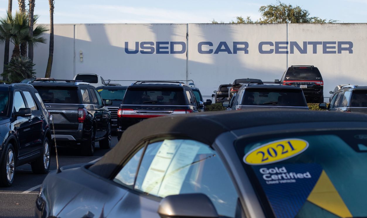 Sunnyvale, CA, USA - Nov 22, 2023: Used car center at a Ford dealership store in Sunnyvale, California.