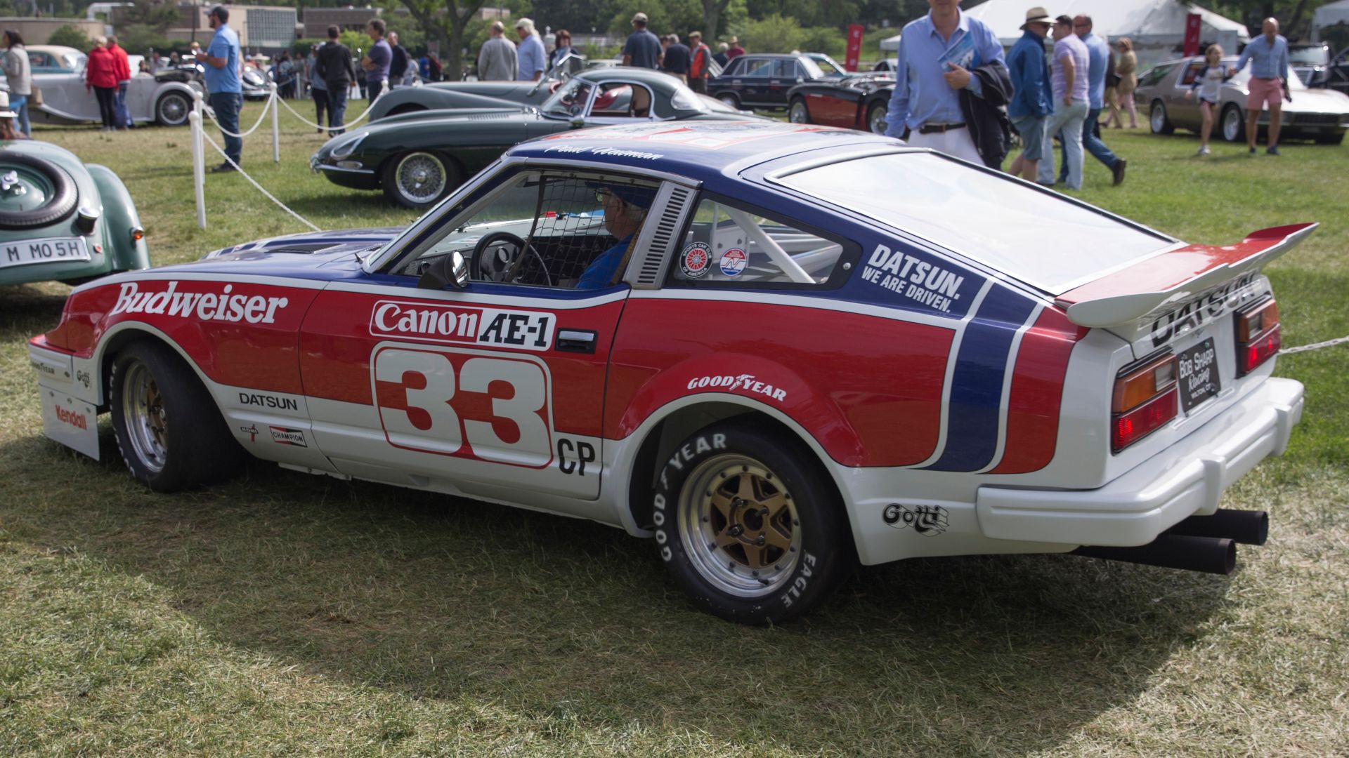 A 1979 Datsun 280ZX at the 2018 Greenwich Concours d'Elegance. This car won the 1979 C Production Championship (SCCA) at the hands of Paul Newman and currently belongs to an enthusiast from New York.