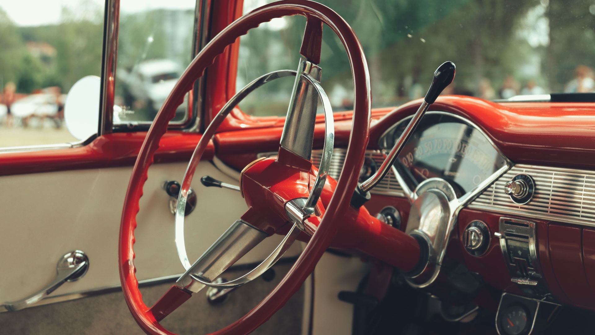 Explore the vintage interior of a classic Chevrolet, showcasing its iconic design and style.