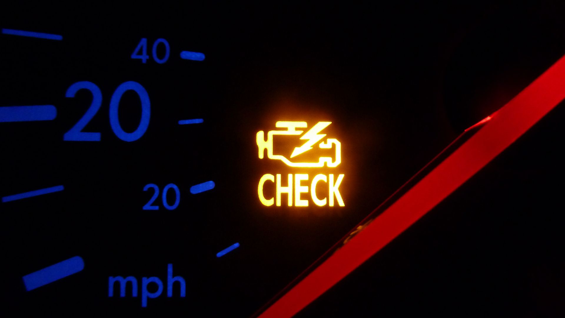 Engine check light on a VW Bora indicating a fault in the engine management system