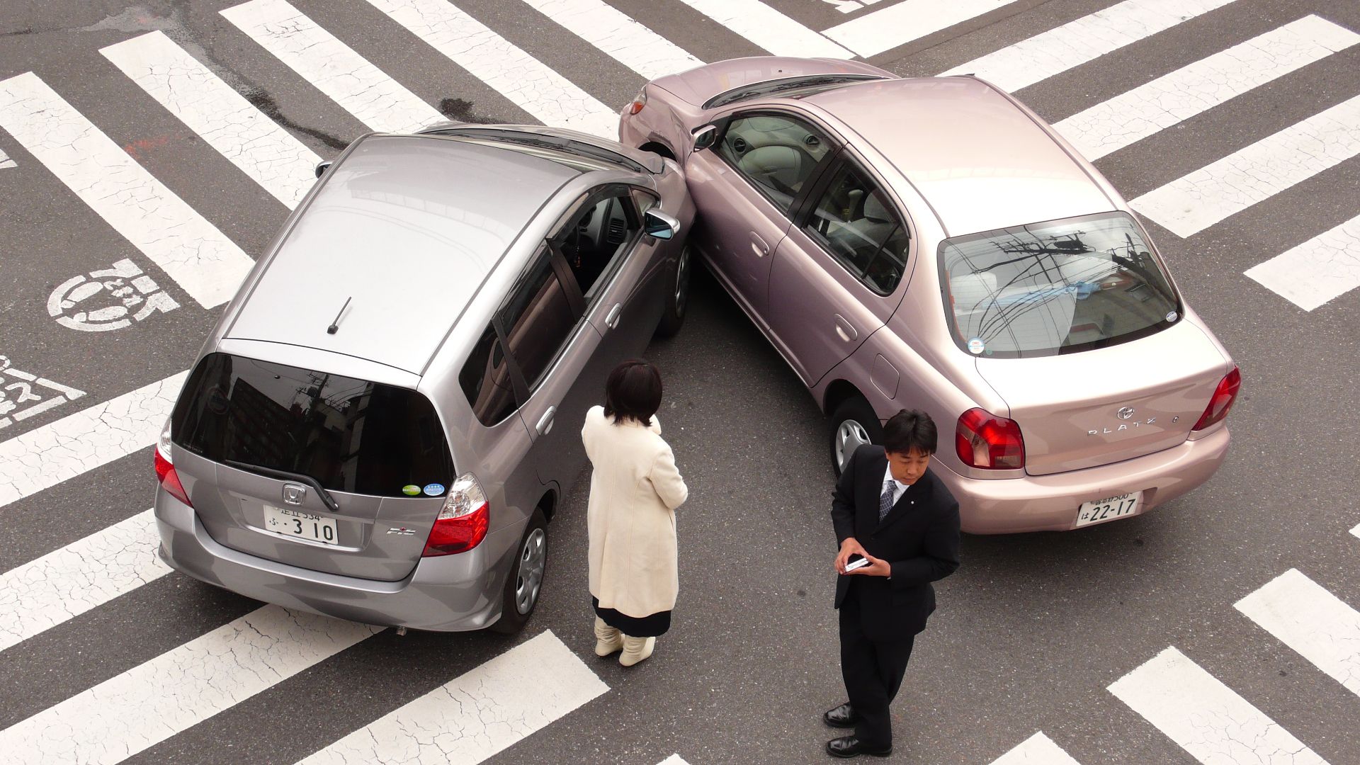 A car accident in Tokyo, Japan.