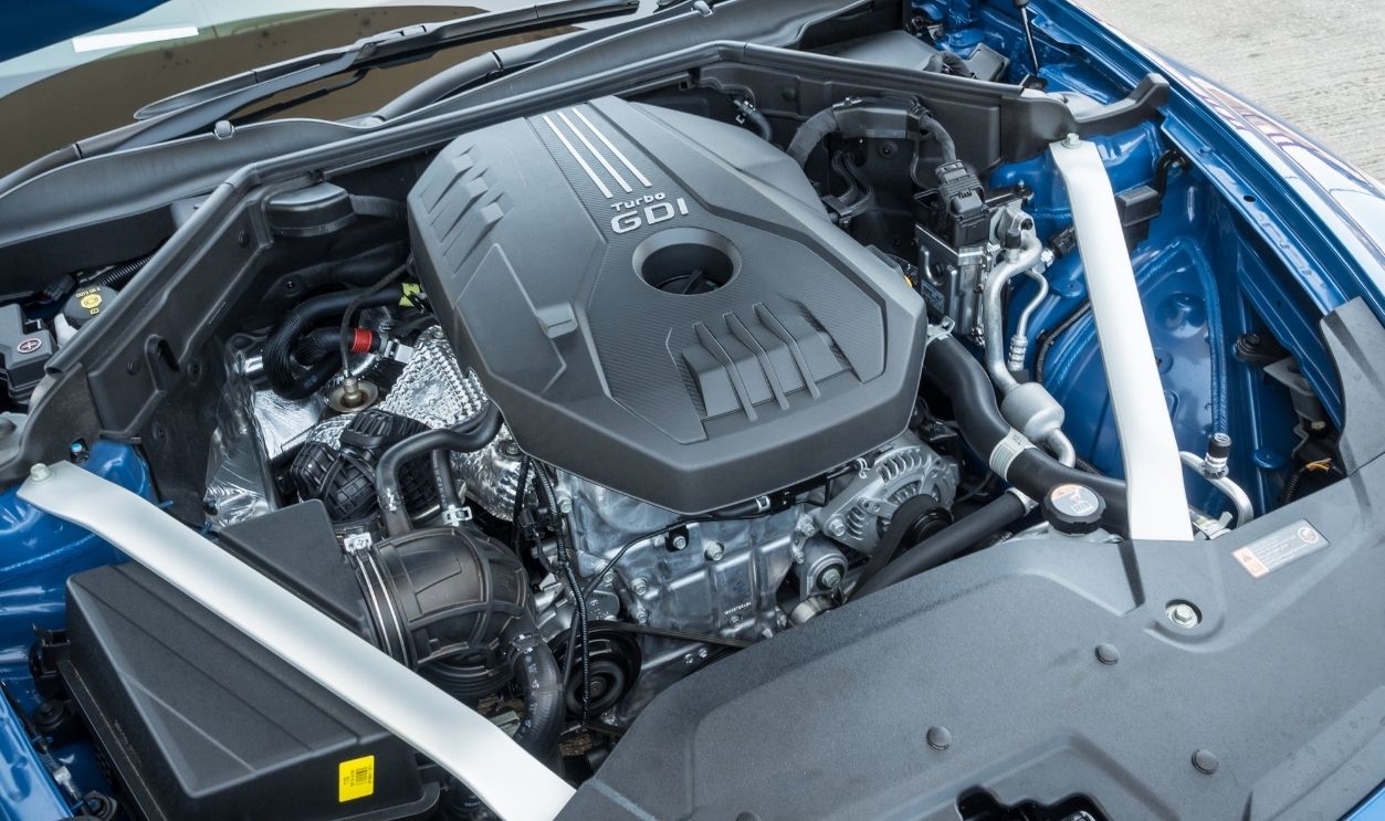Hong Kong, China May 31, 2018 : Kia Stinger GT 2018 Engine May 31 2018 in Hong Kong.