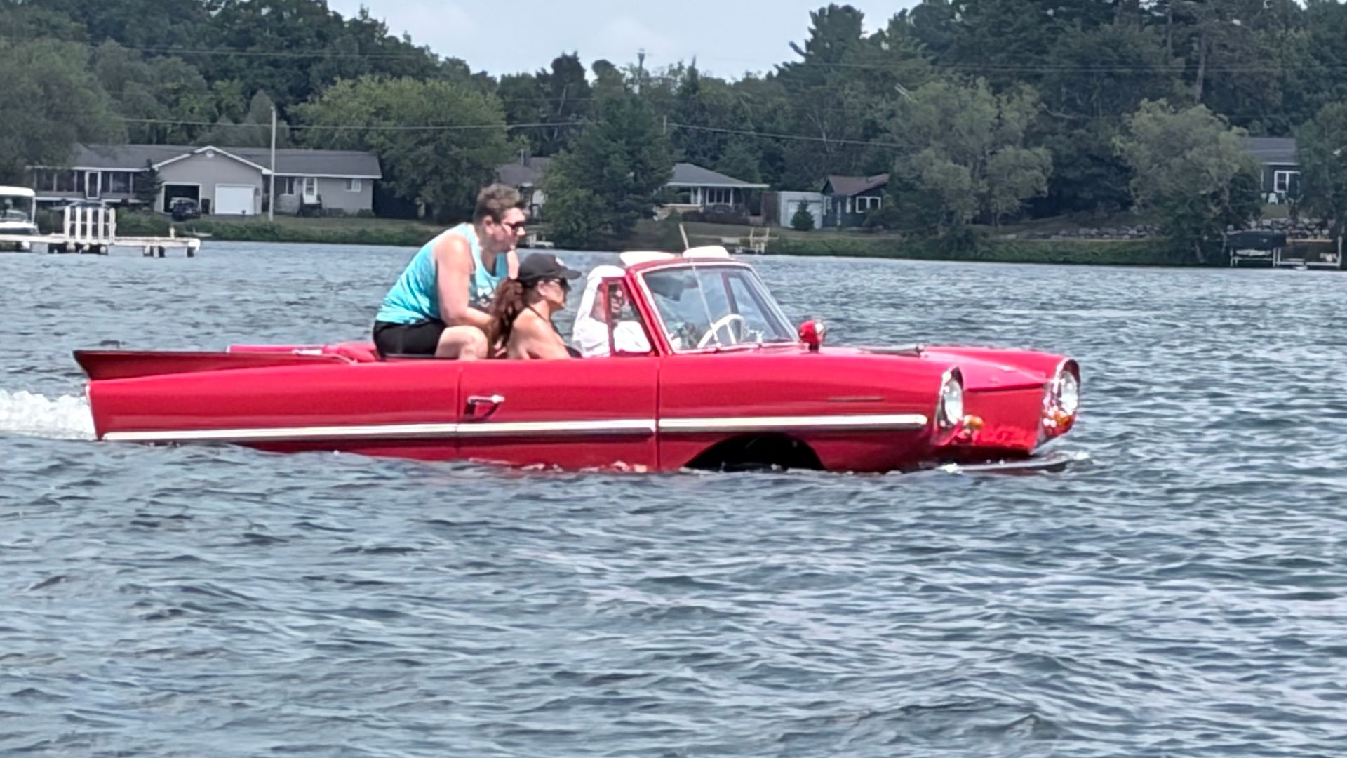 An Amphicar on Lake Minocqua.