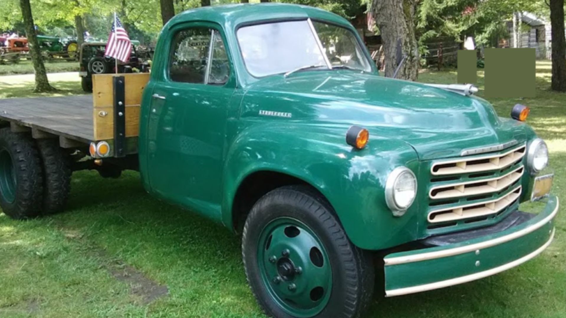 1949-1953 Studebaker R-series 1 1/2 ton flatbed truck photographed in Portersville, Pennsylvania