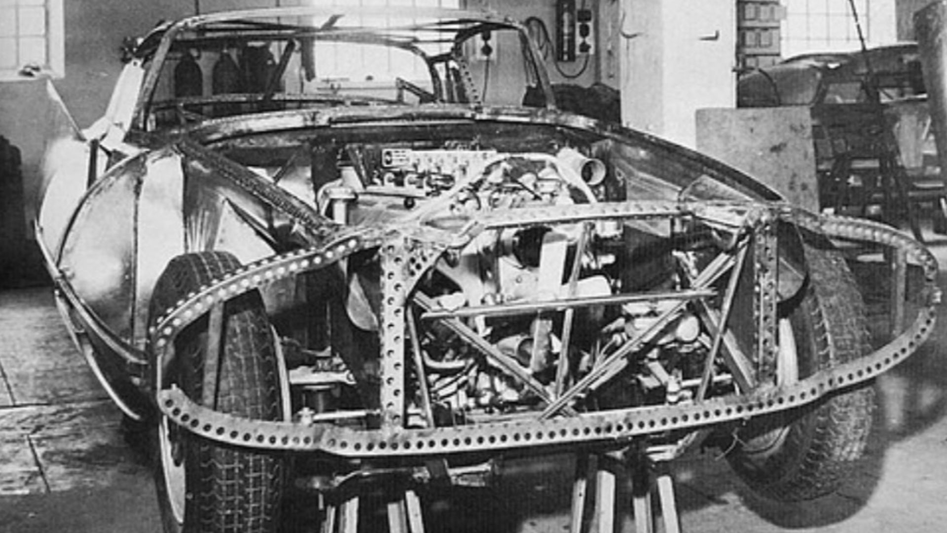 At Carrozzeria Ghia in Torino, a Ferrari 410 being assembled