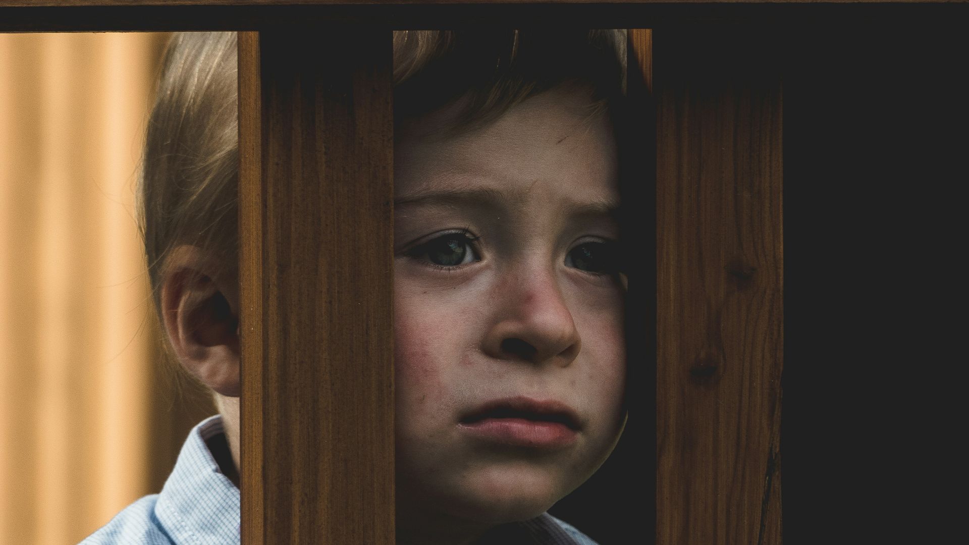 boy leaning on brown wooden railings